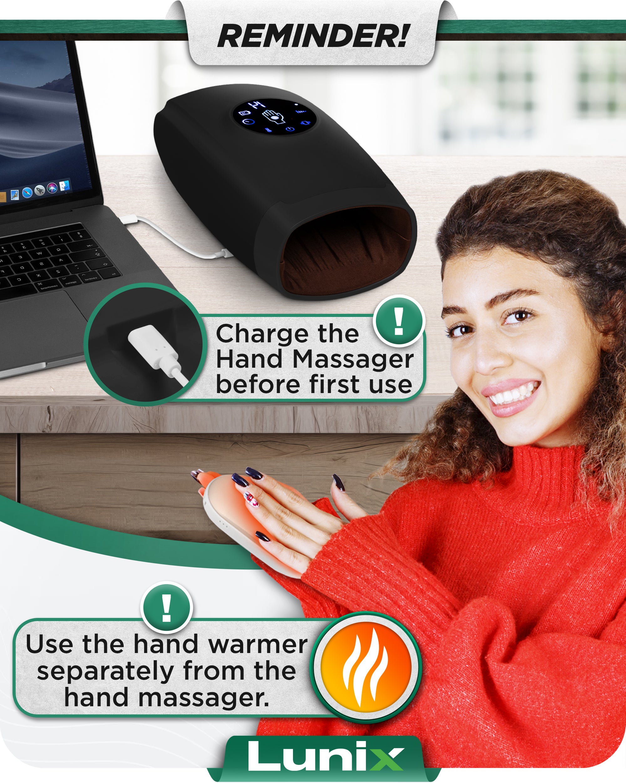 LX7 Touchscreen Hand Massager Black