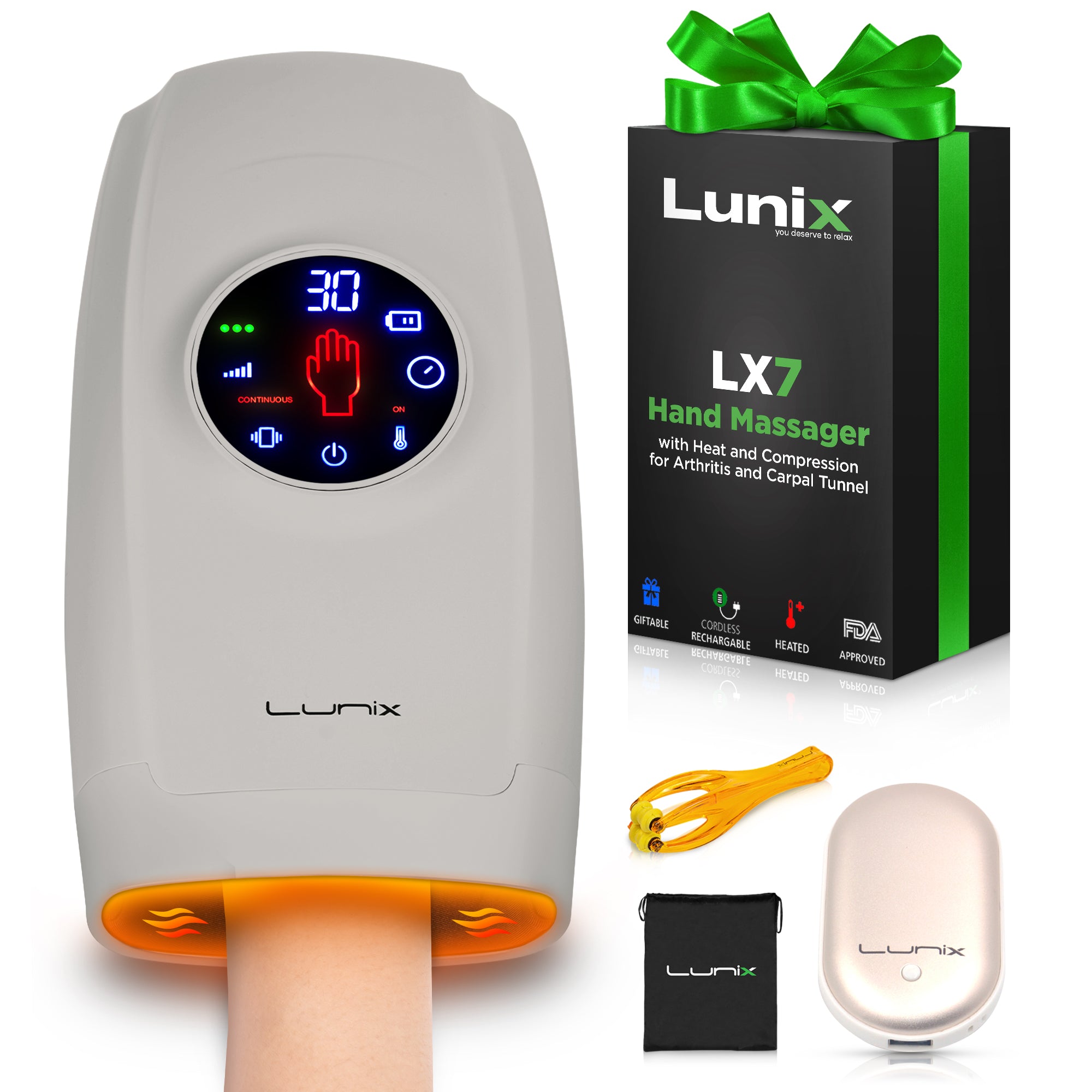 LX7 Touchscreen Hand Massager Gray