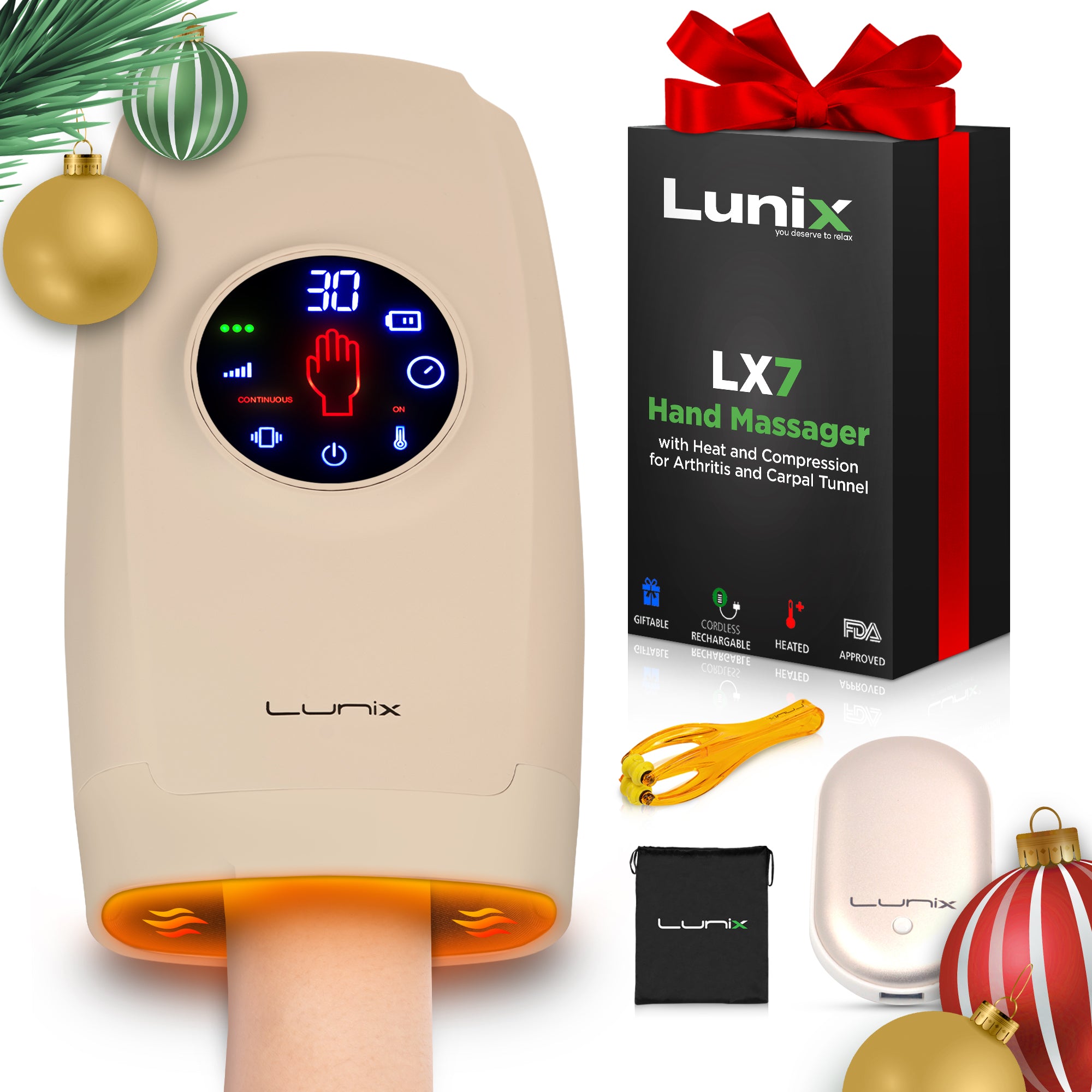 LX7 Touchscreen Hand Massager Beige