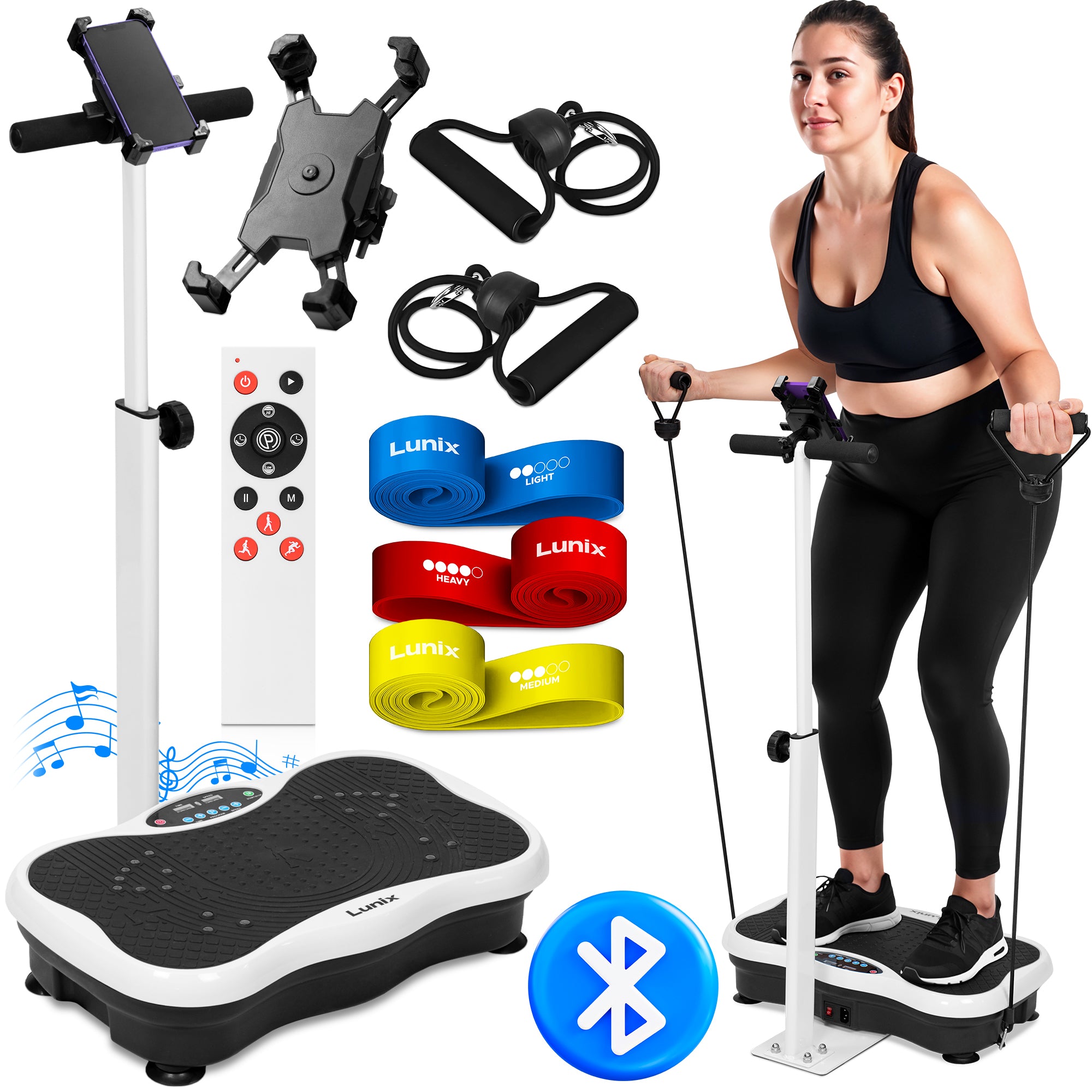 LX18 Vibration Plate With Handlebar White