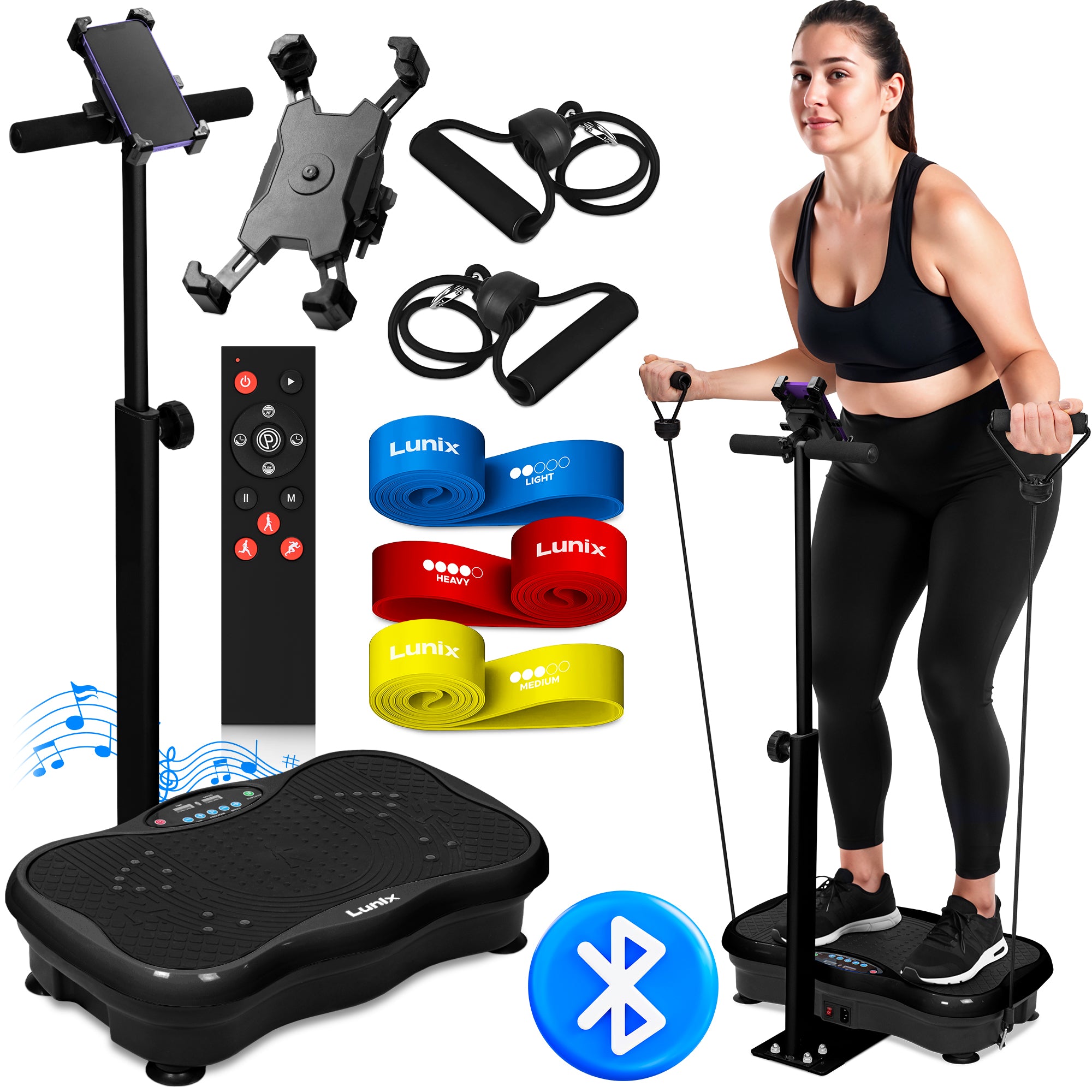 LX18 Vibration Plate With Handlebar Black