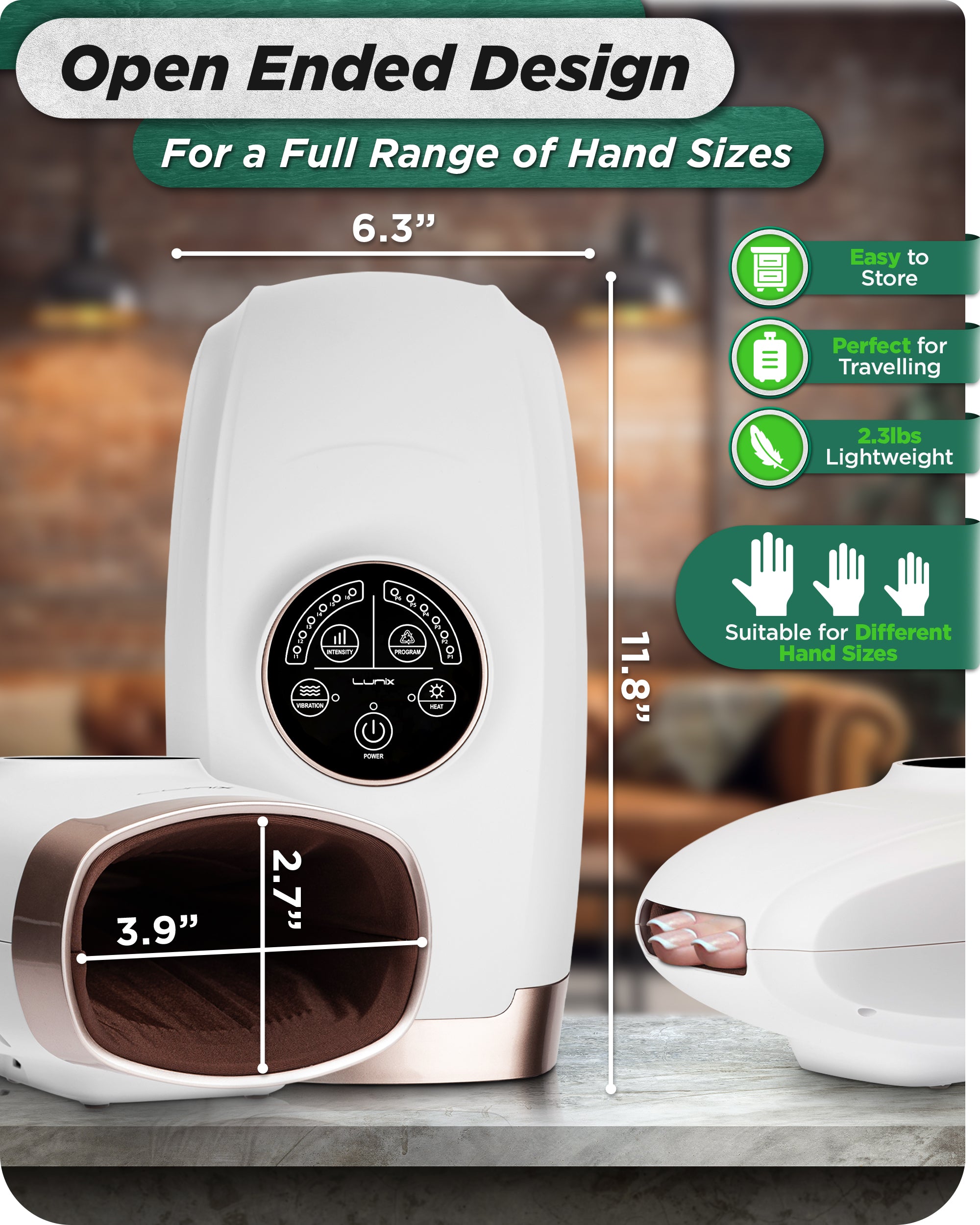 LX3 Carpal Tunnel & Wrist Pain Relief Device, Heated Air Compression Hand Massager, Lunar White