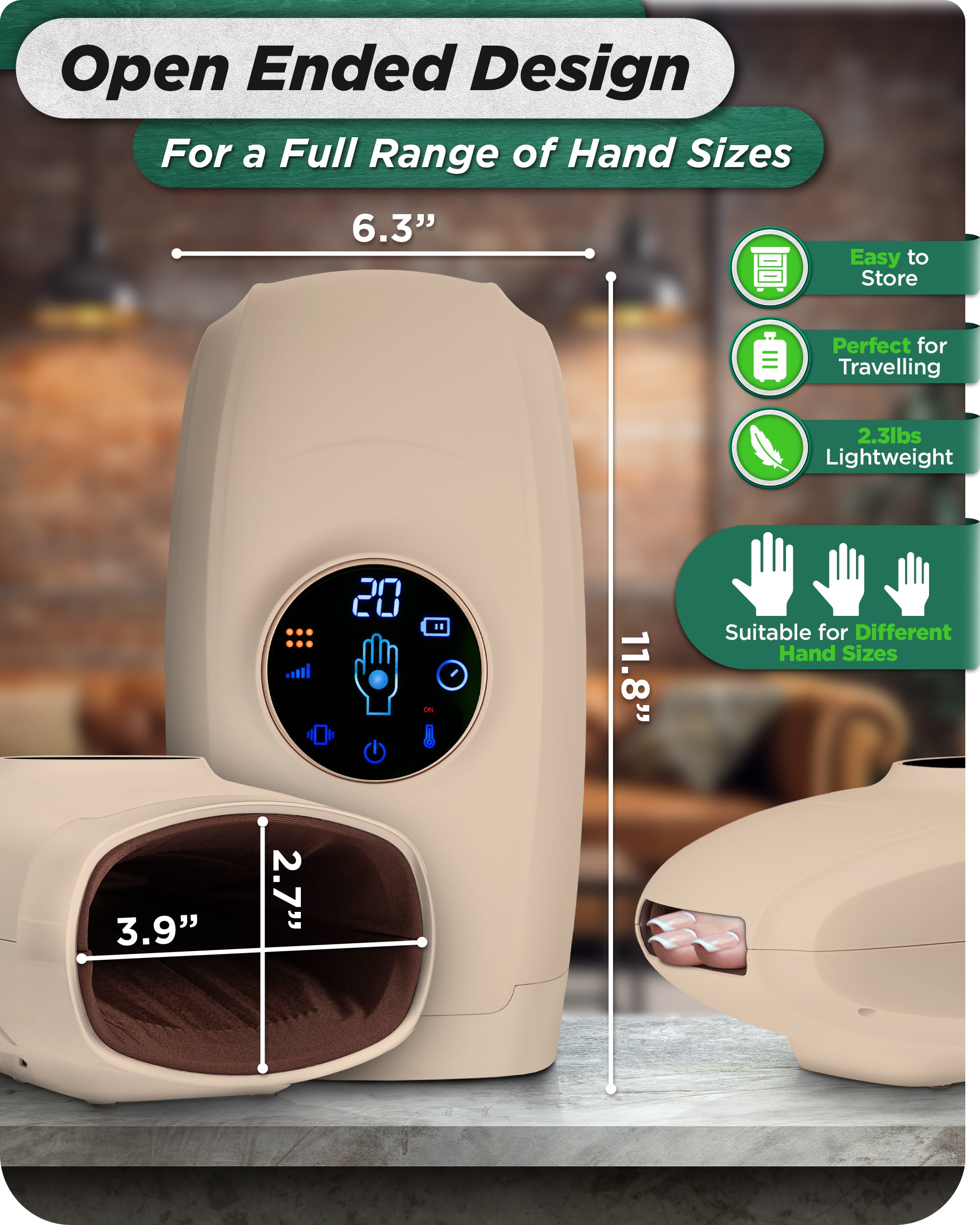 LX7 Touchscreen Hand Massager Beige