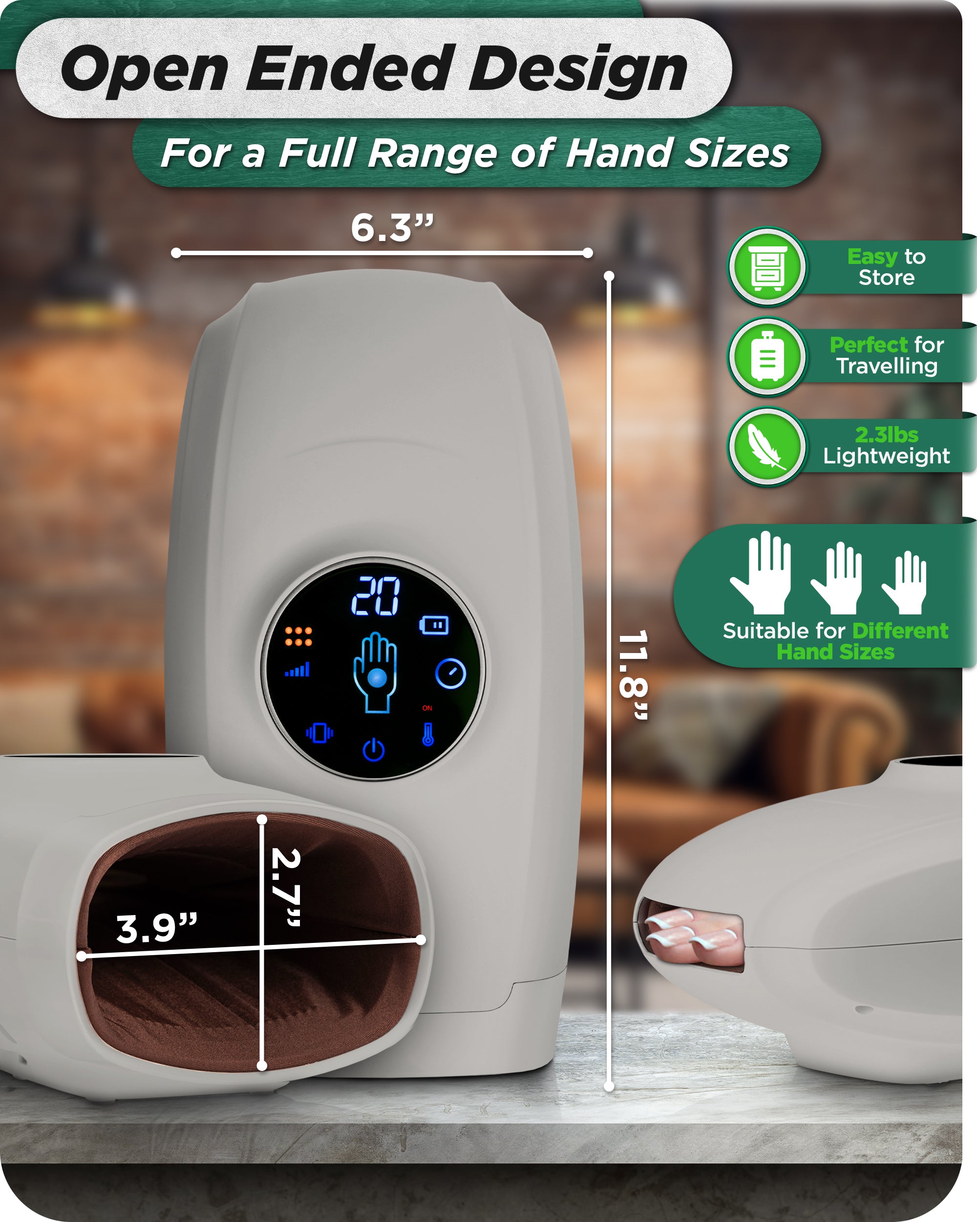 LX7 Touchscreen Hand Massager Gray