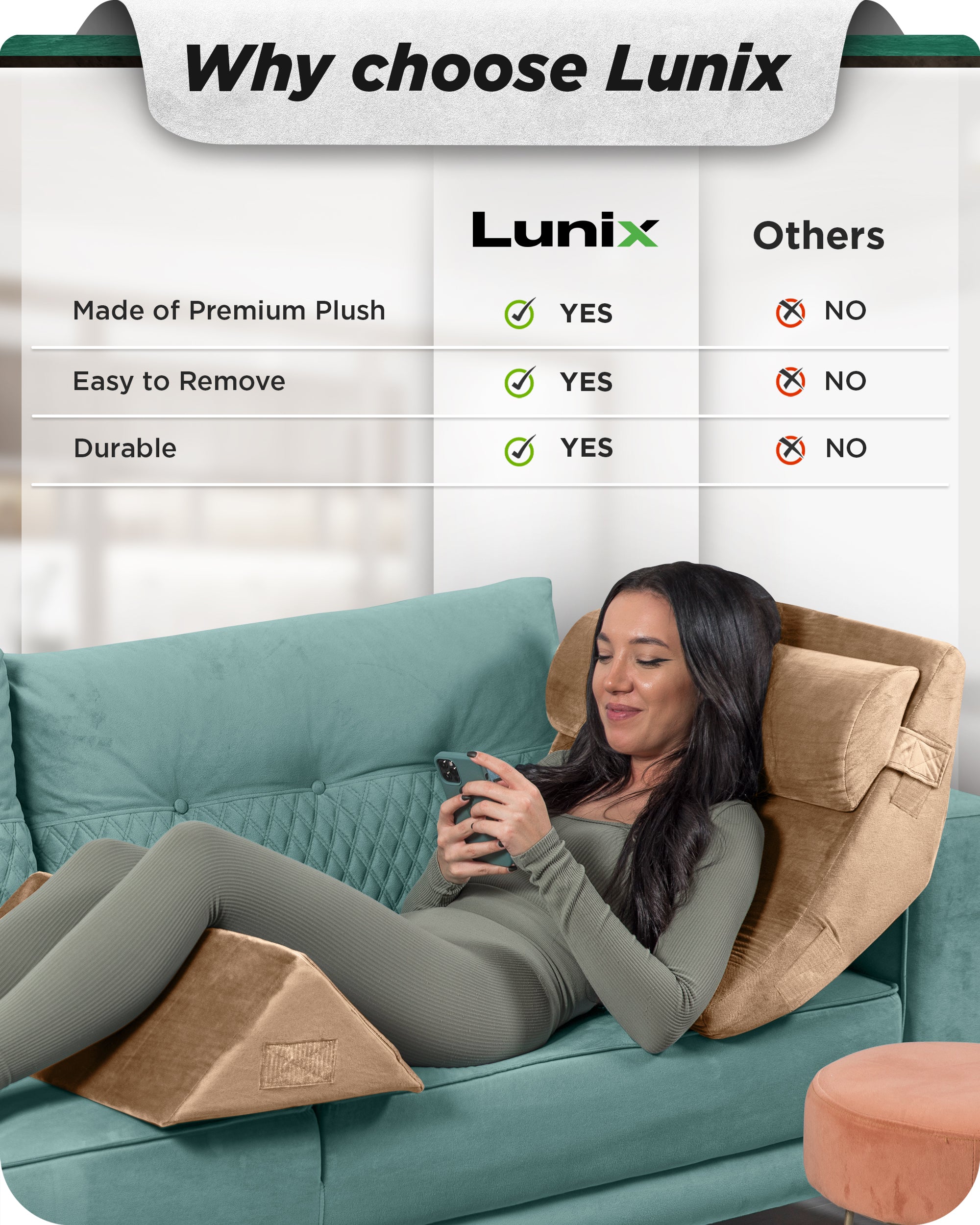 Cover Set Only for LX6, Brown Plush, Pillows and Foam not Included