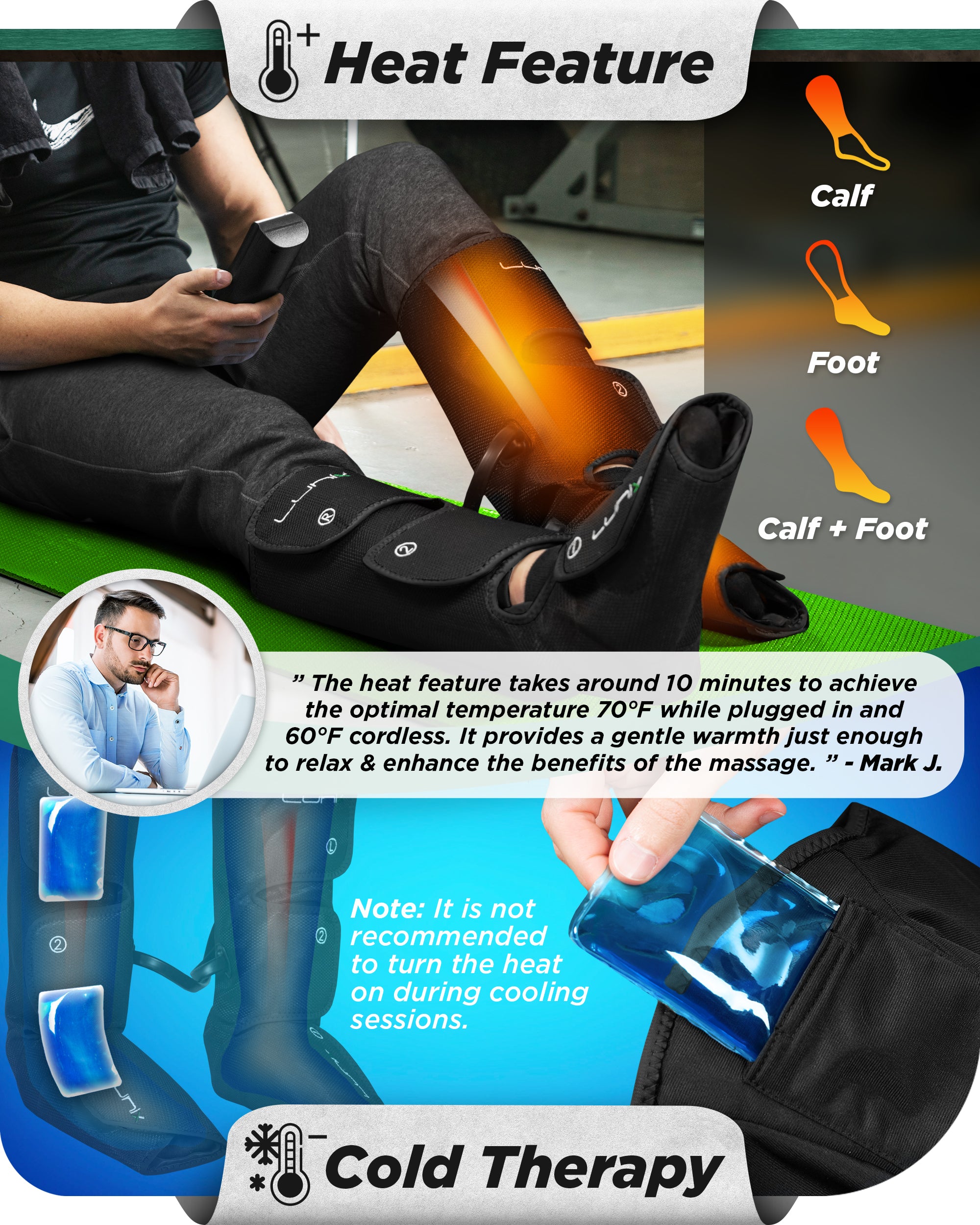 LX1 Foot and Calf Compression Massager, Charcoal Black