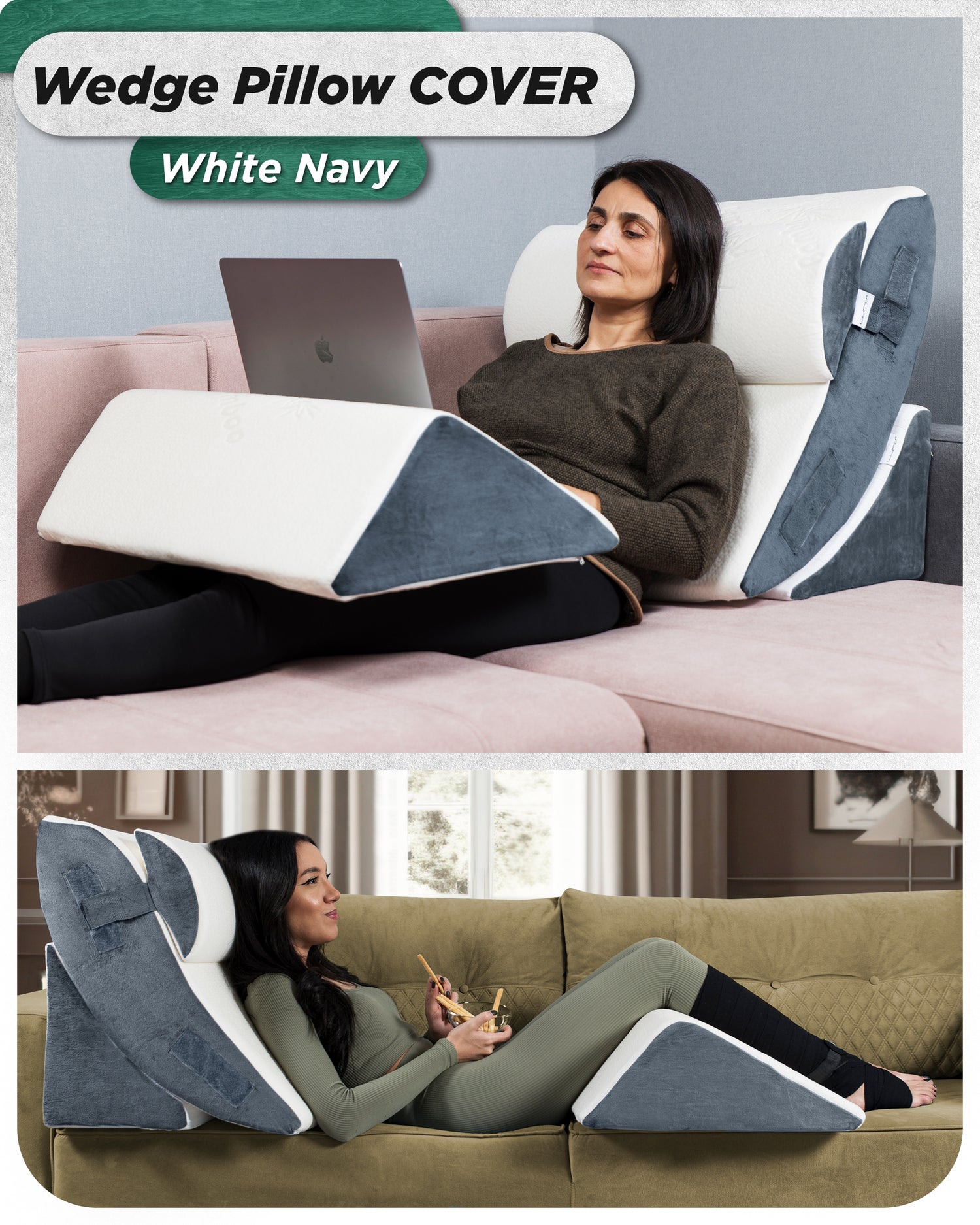 Cover Set Only for LX5, White Bamboo and Navy Plush Side, Pillows and Foam not Included