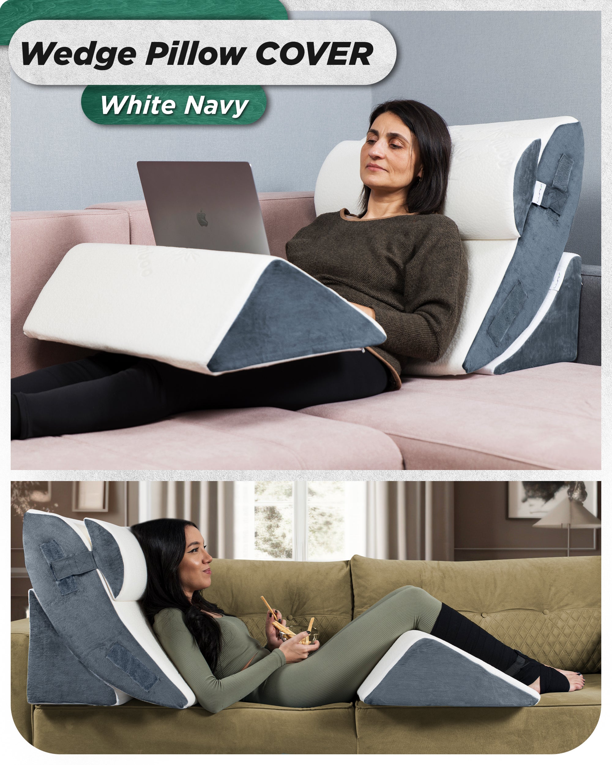 Cover Set Only for LX5, White Bamboo and Navy Plush Side, Pillows and Foam not Included