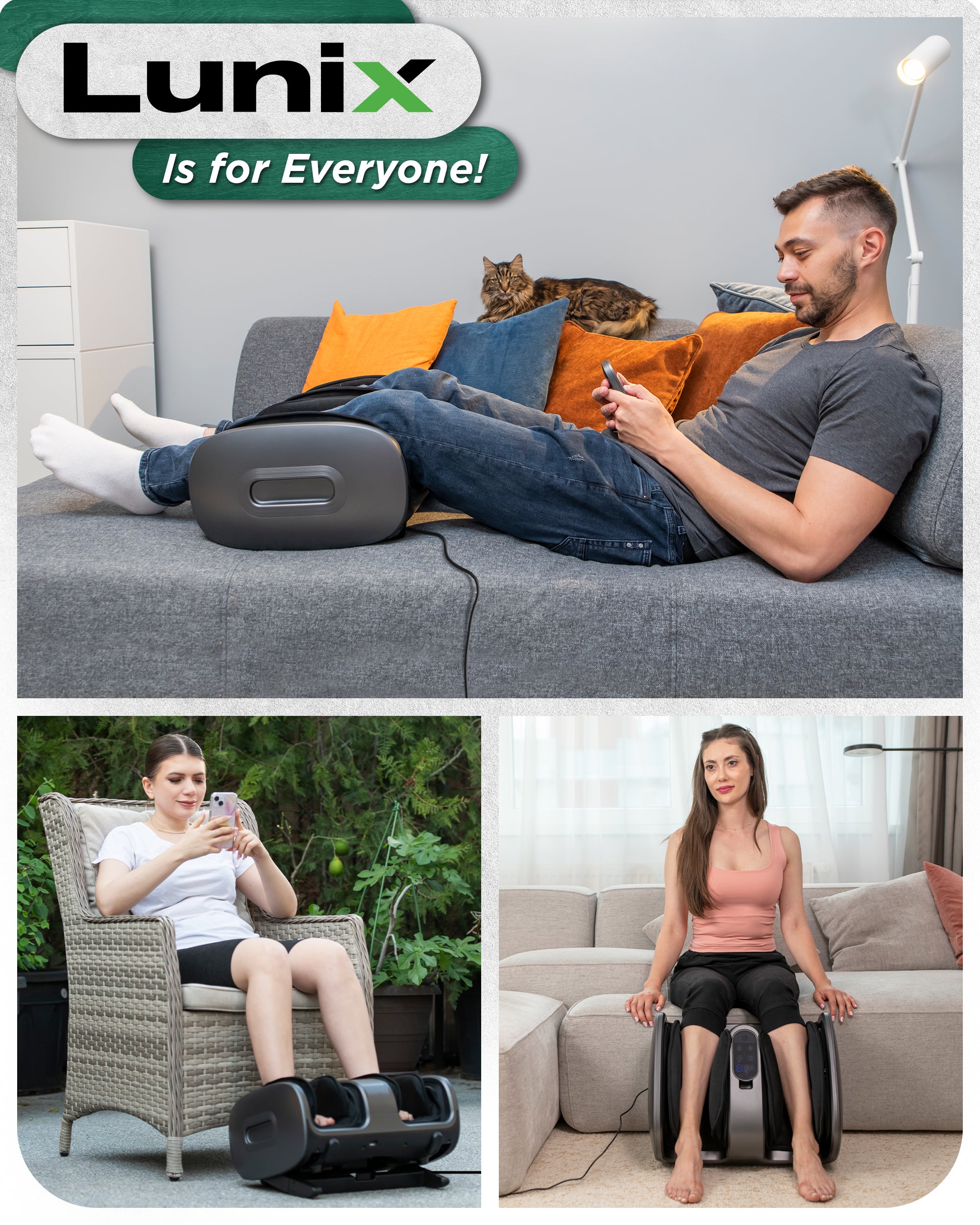 LX21 Shiatsu Foot and Calf Massager with Remote - Gray