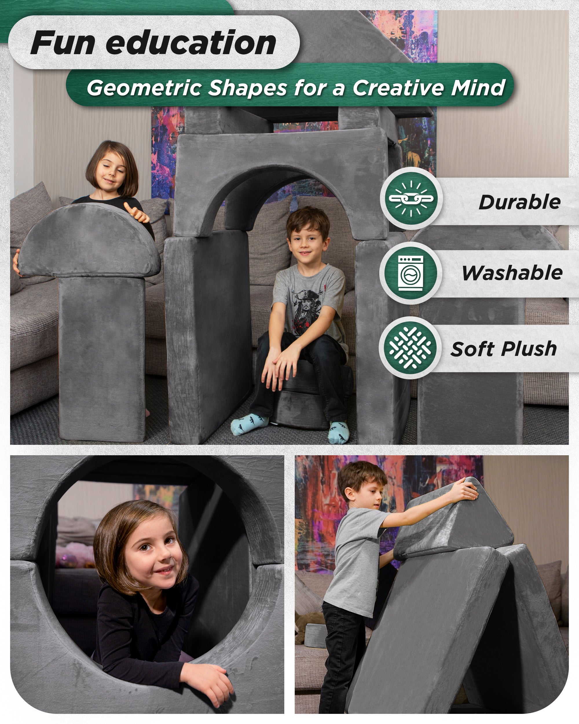 LX15 14pcs Modular Play Couch, Shadow Gray