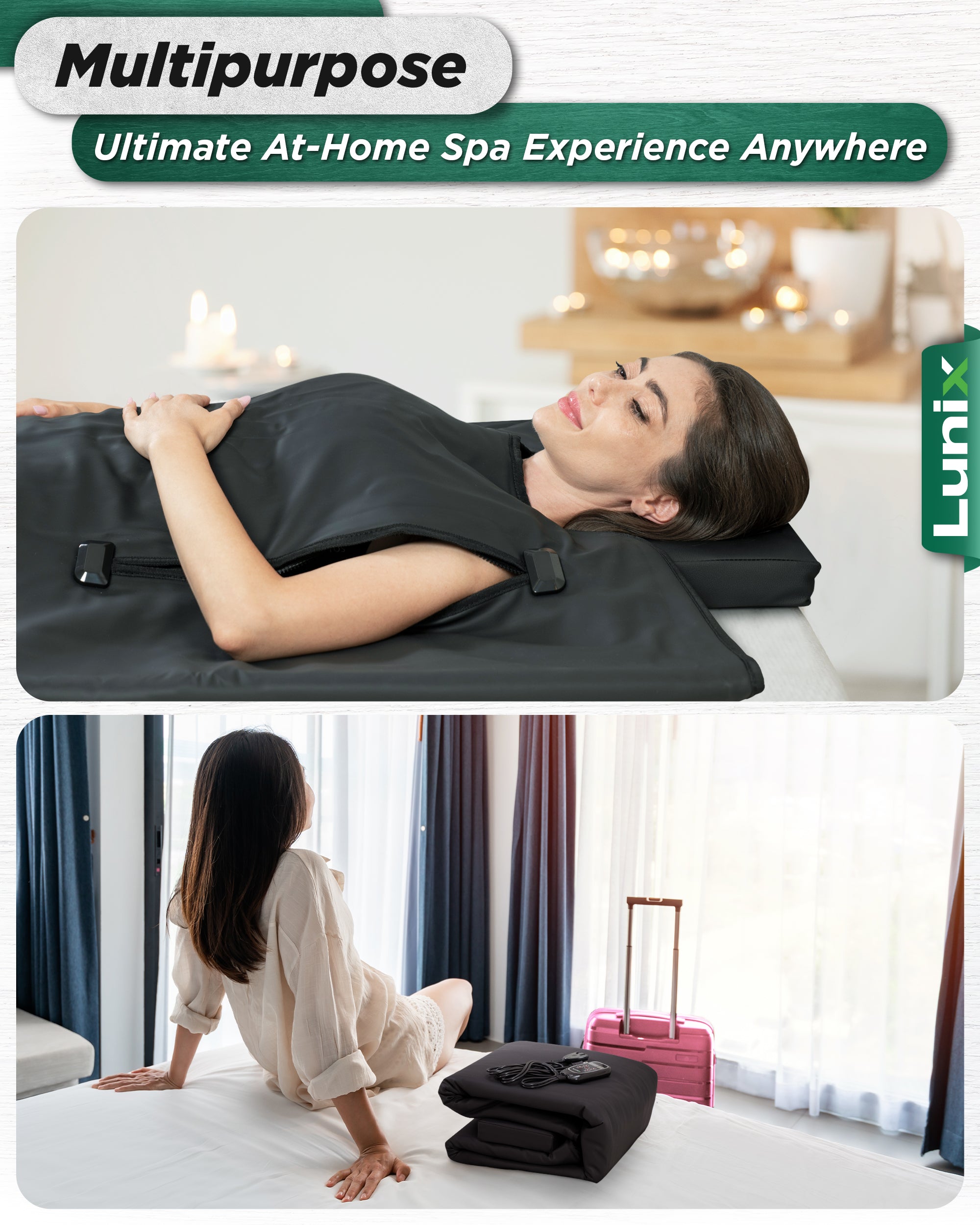 LX17 Portable Infrared Sauna Blanket, Jet Black