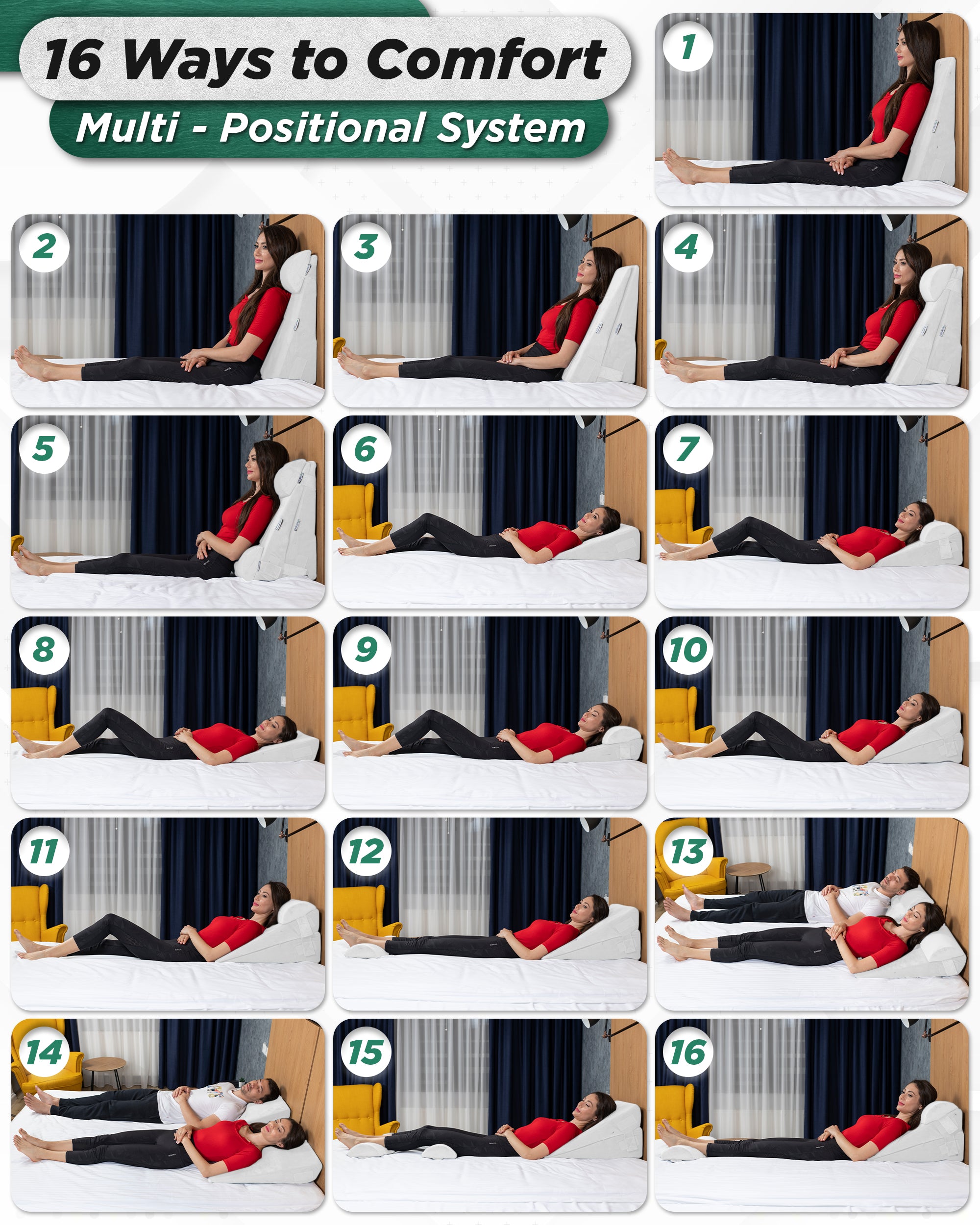 LX8 4pcs Orthopedic Wedge Pillow Set, Pebble White