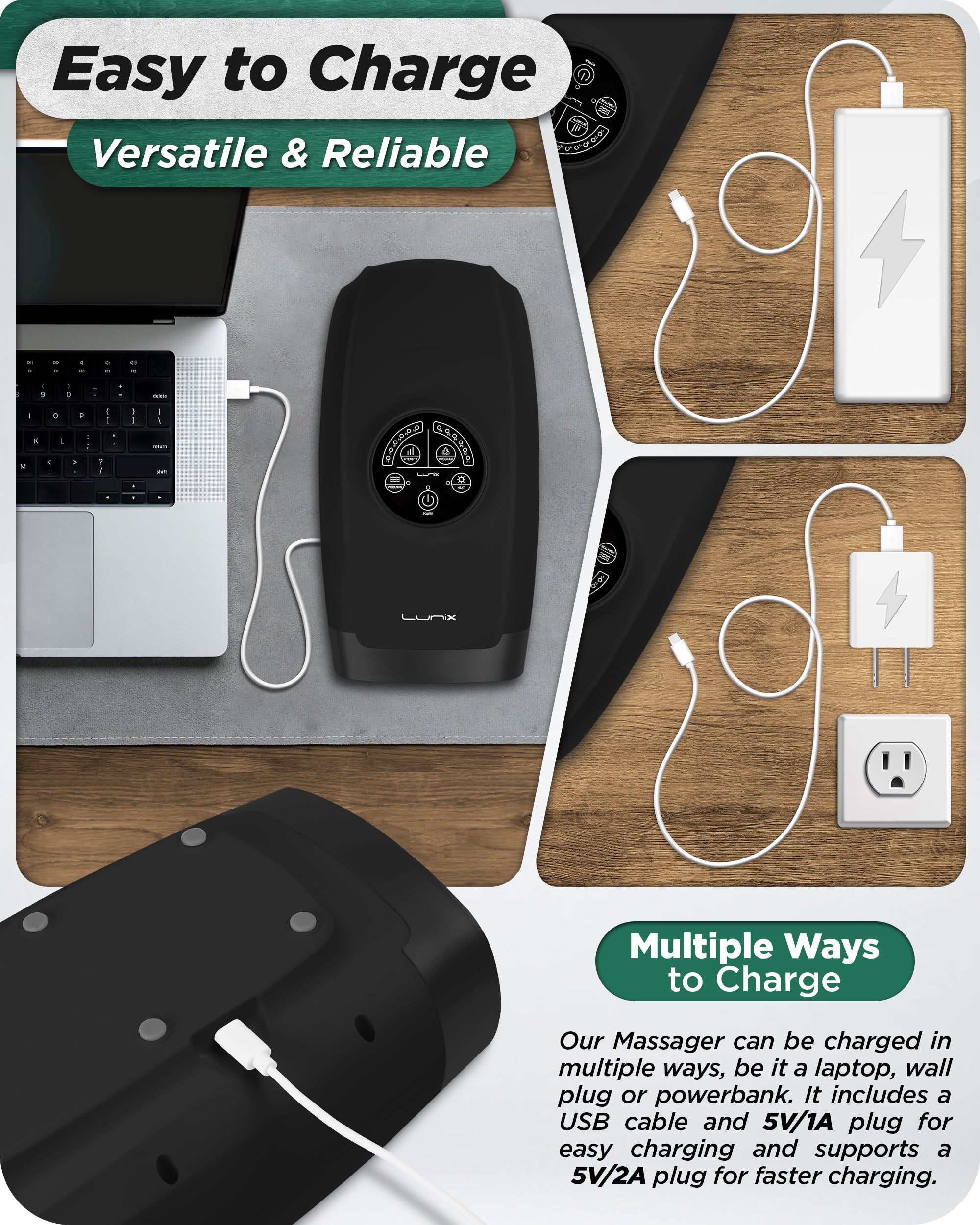 LX3 Cordless Hand Massager Black