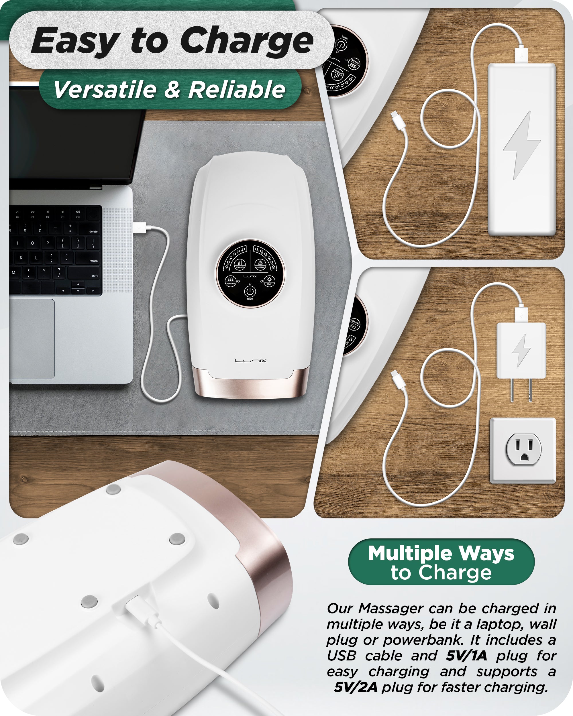 LX3 Cordless Hand Massager White