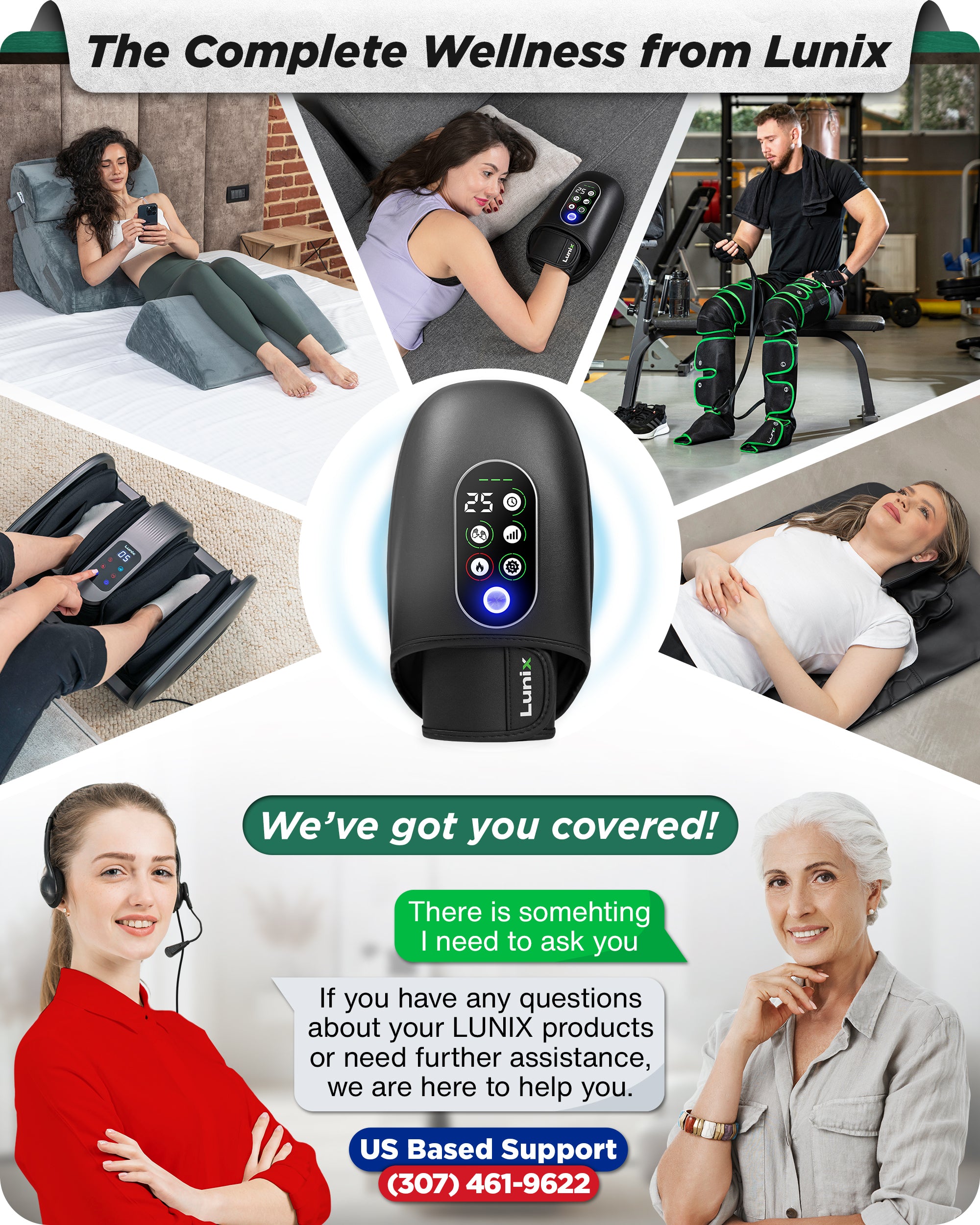 LX31 Hand Massager with Heat, Kneading and Compression - Black