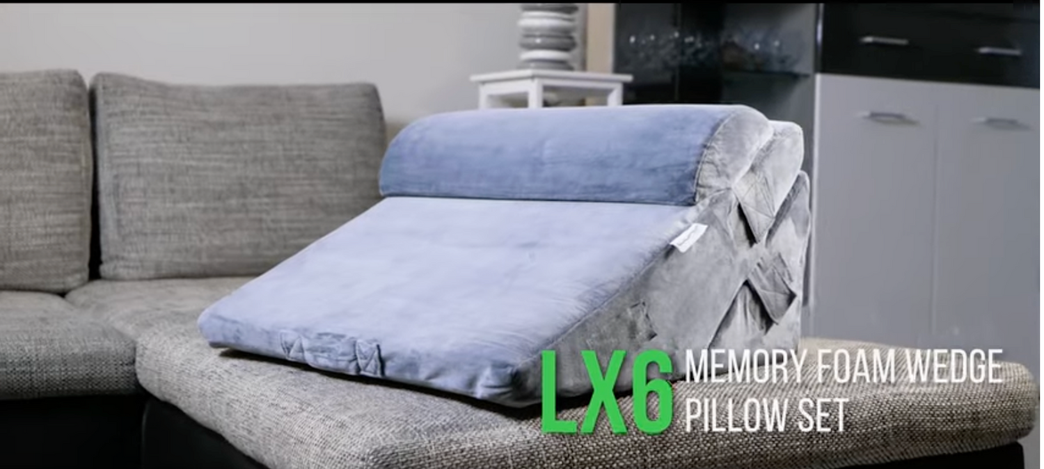 LX6 3pcs Orthopedic Bed Wedge Pillow System, with Hot Cold Pack Navy
