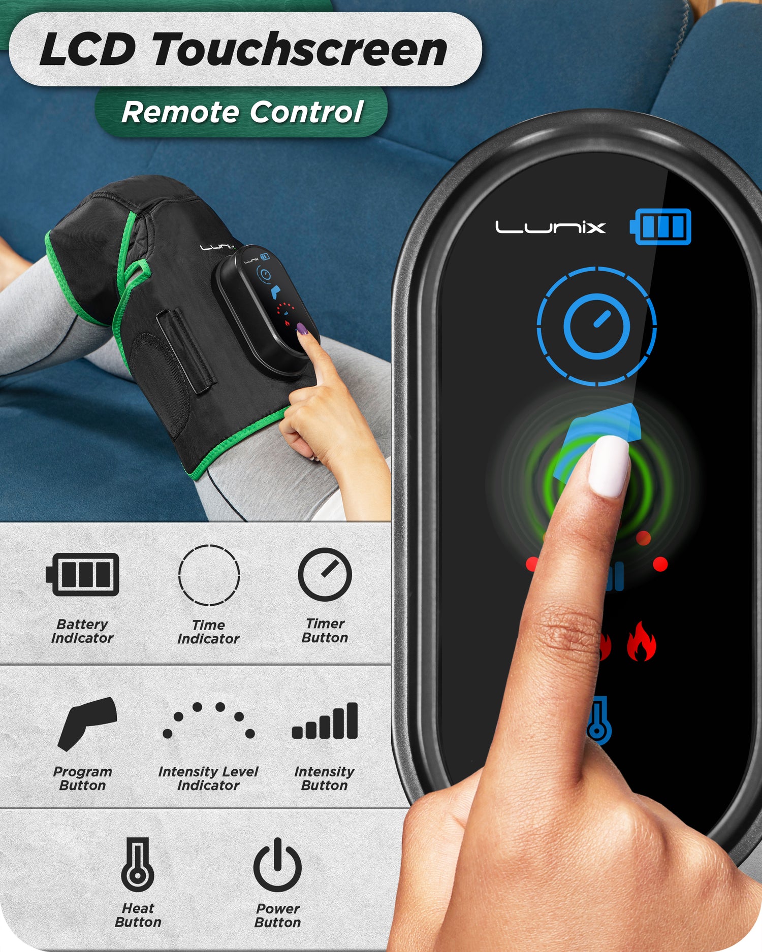 LX4 KNEE COMPRESSION MASSAGER GREEN