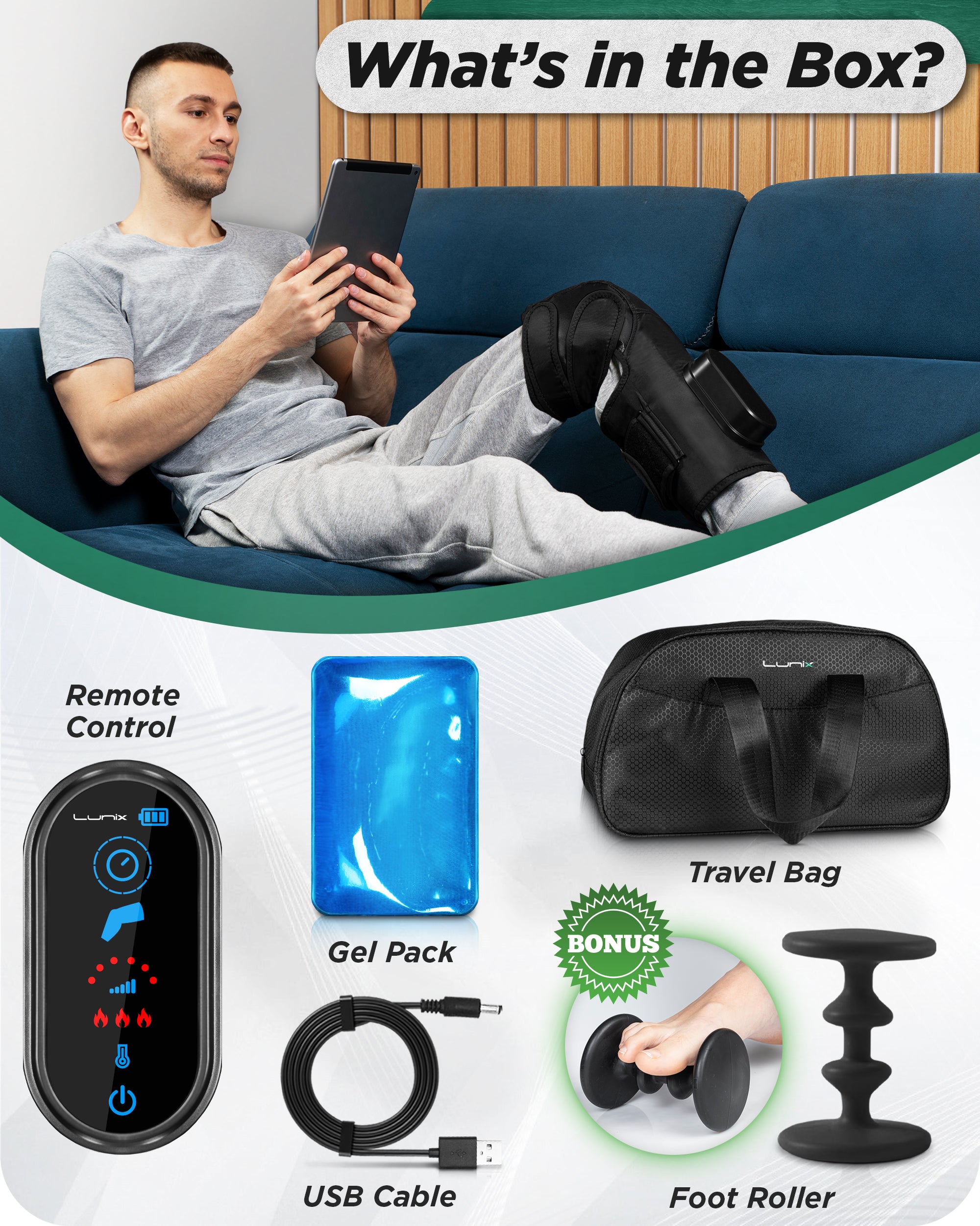 LX4 KNEE COMPRESSION MASSAGER BLACK