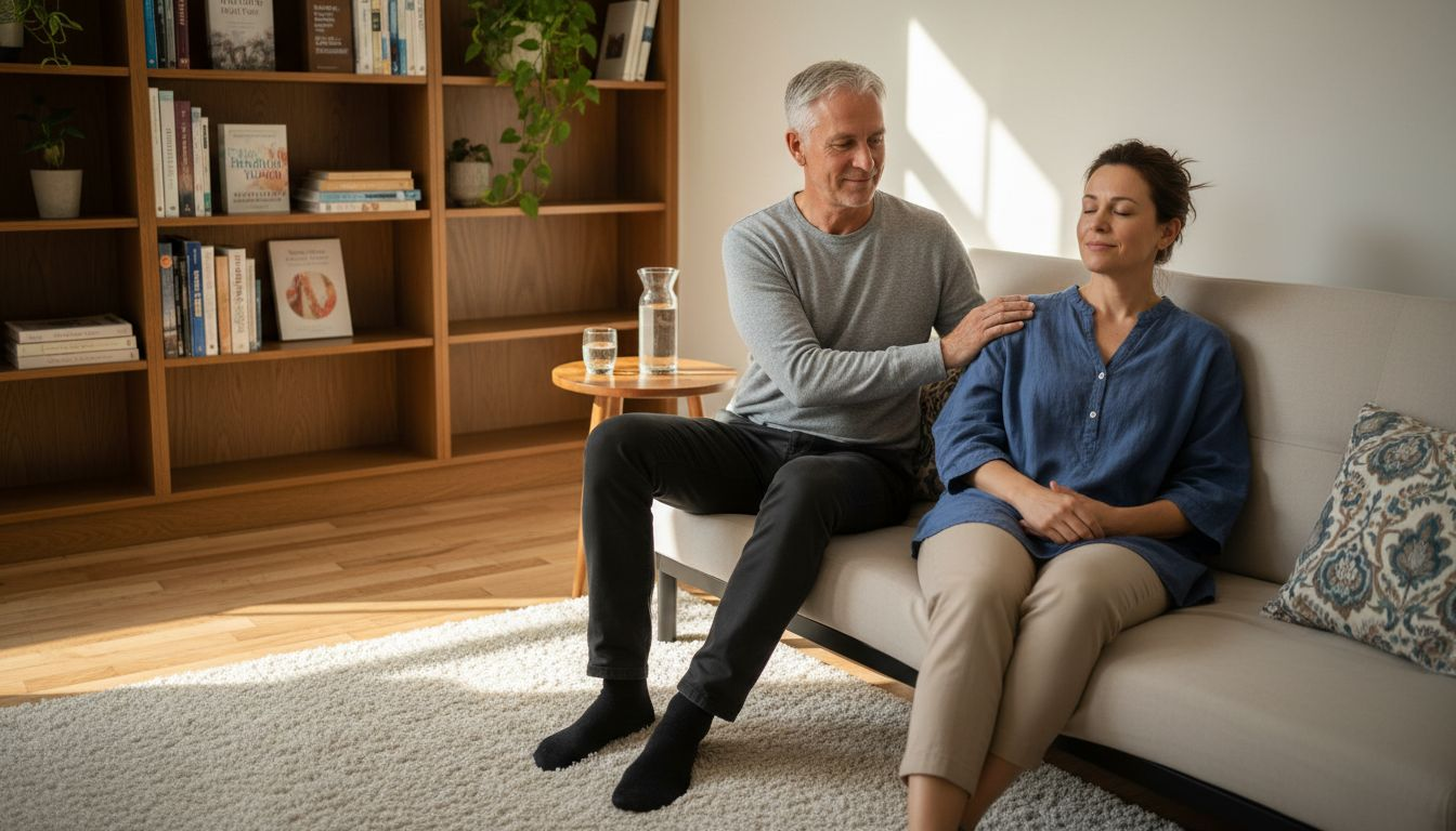 Realistic adult touch therapy session environment