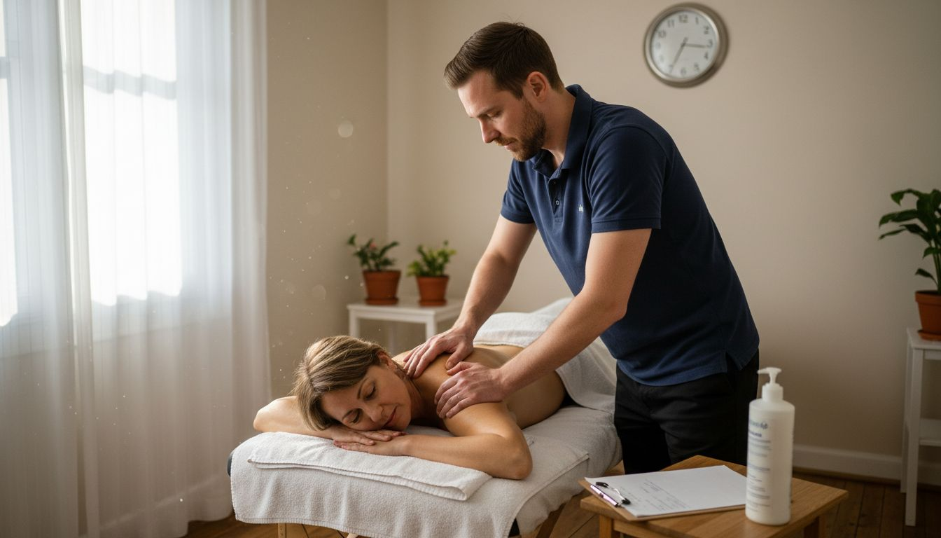 Therapist applying deep pressure in clinic