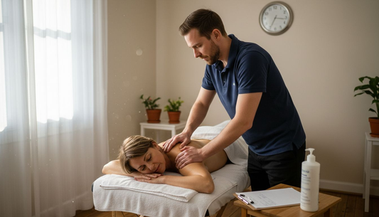 Therapist applying deep pressure in clinic