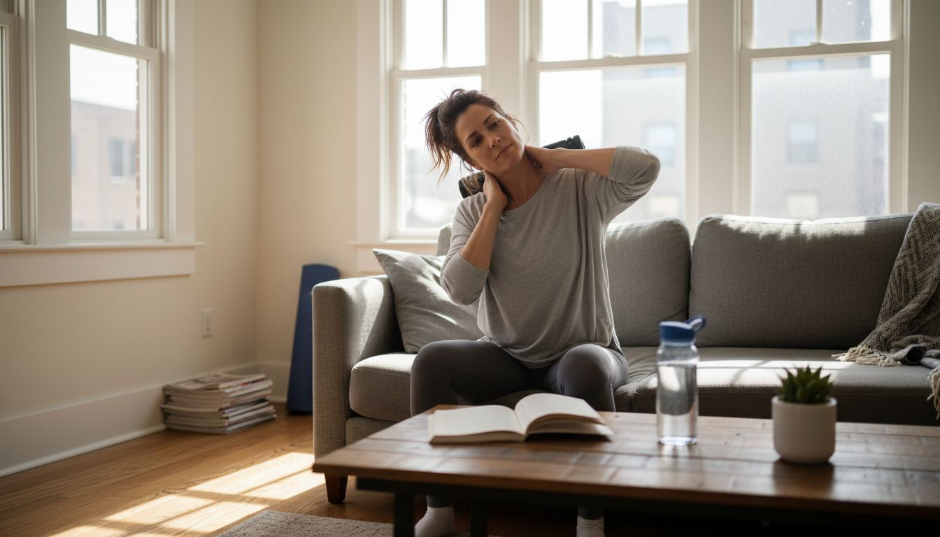 Woman using foam roller for self-massage
