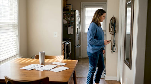 Woman checking posture at home in morning