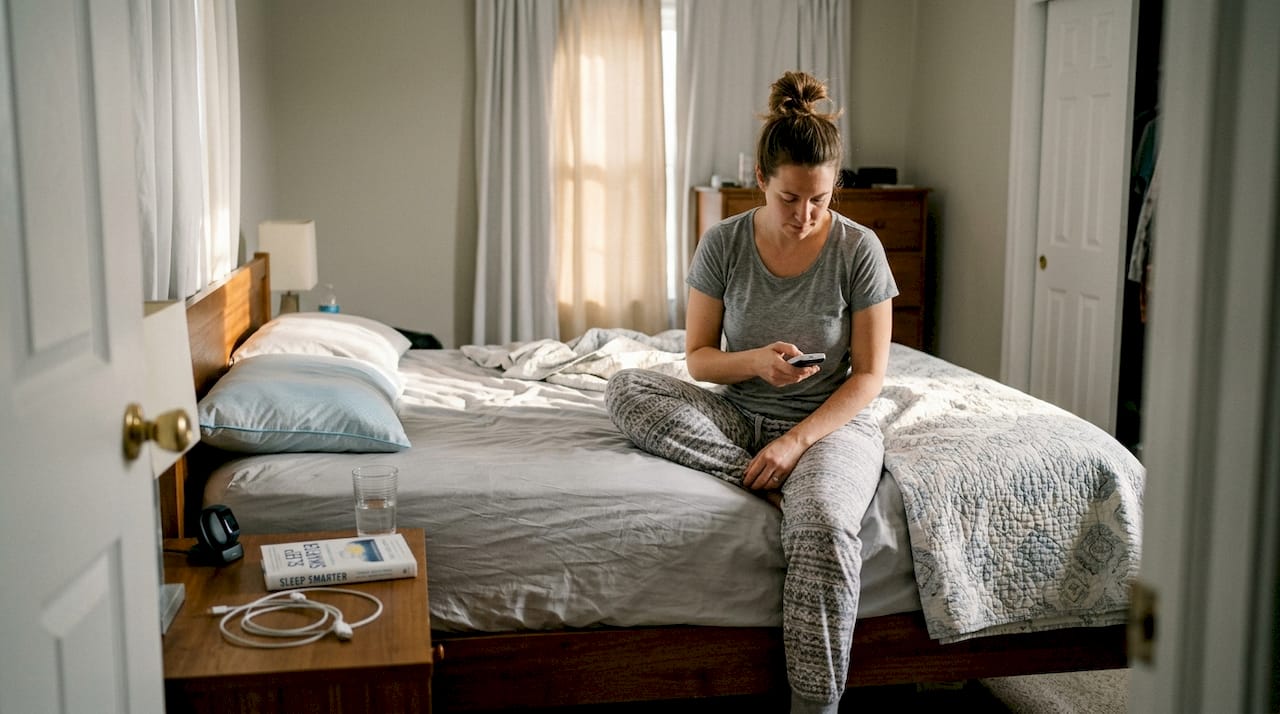 Person adjusting smart mattress for comfort