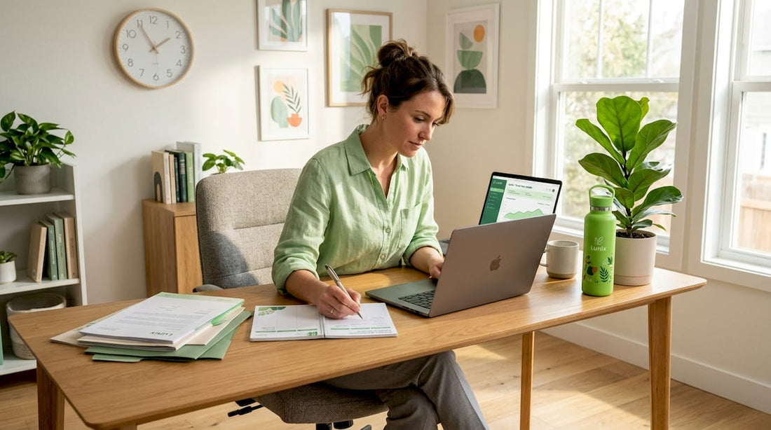 Professional planning workflow at sunlit desk