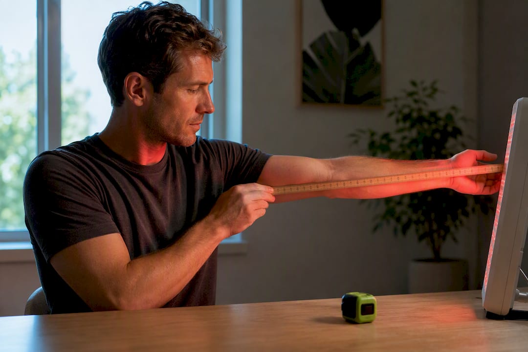 Measuring red light therapy treatment distance