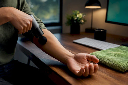 Forearm-first massage routine at desk