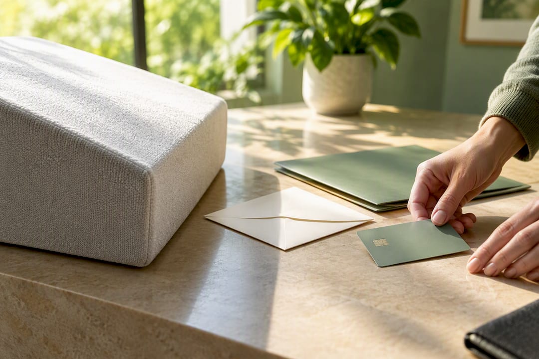 Wedge pillow beside HSA payment materials