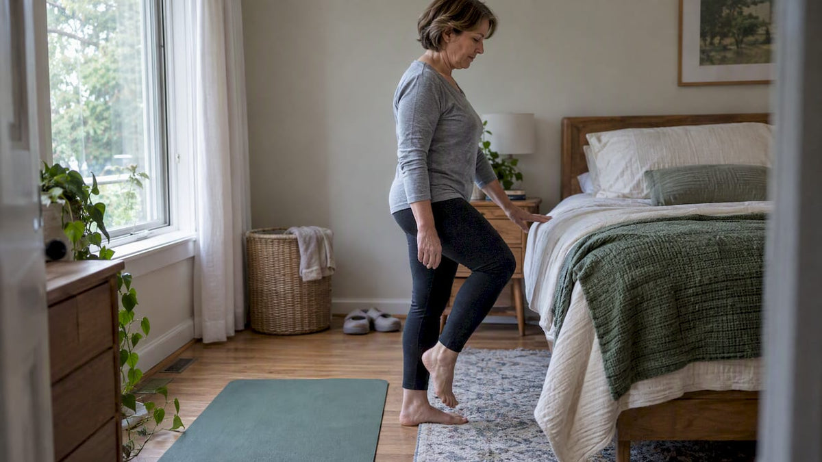 Woman doing gentle morning joint movement