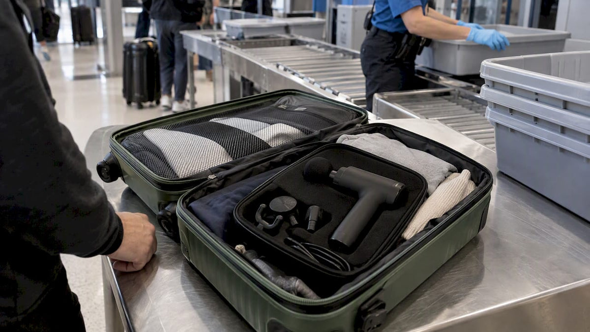 Massage gun packed for airport security screening