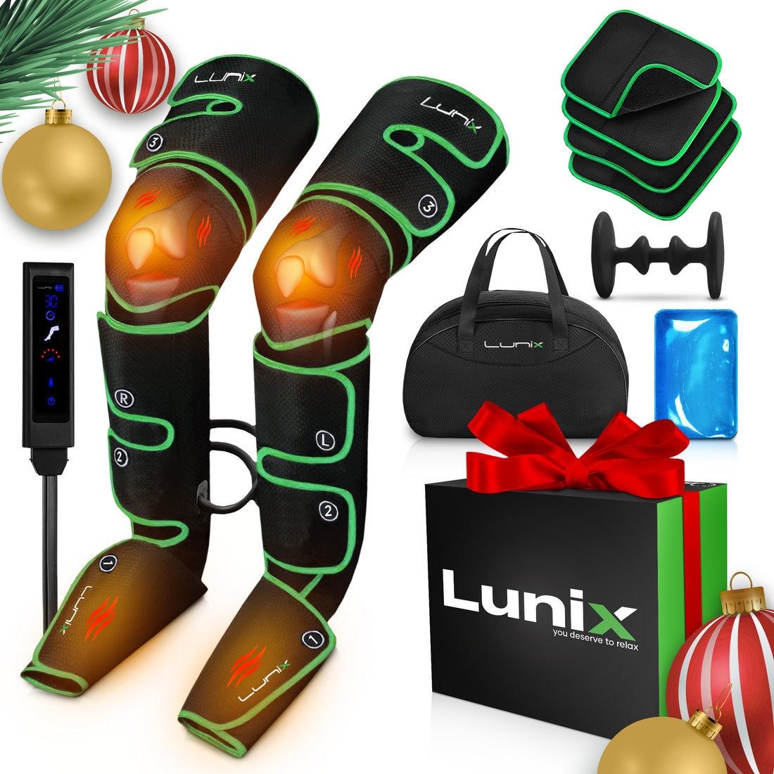 LX10 FULL LEG COMPRESSION MASSAGER, WITH HOT/COLD PACK GREEN