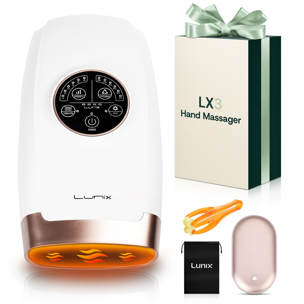 Lunix LX3 hand massager with carrying case, and accessories