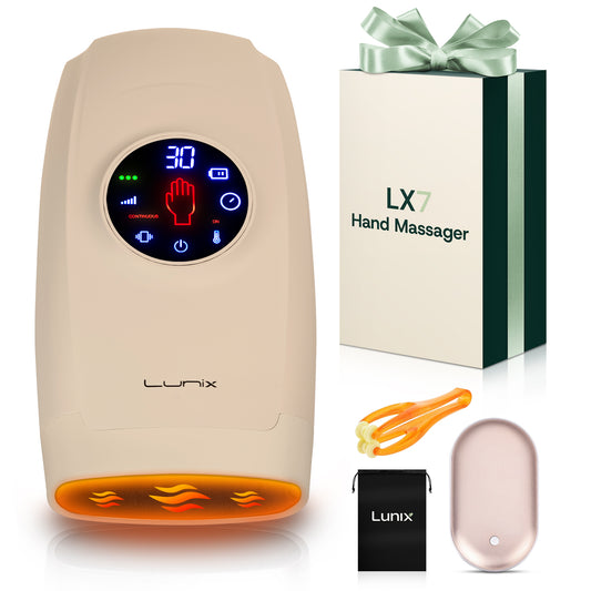 LX7 LCD Touchscreen Hand Massager, Heated Air Compression, Sand Beige