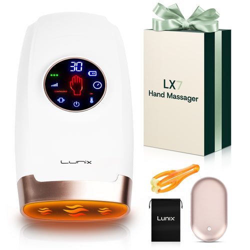 LX7 LCD Touchscreen Hand Massager, Heated Air Compression, Lunar White