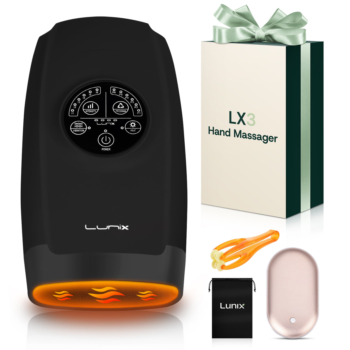 Lunix LX3 hand massager with carrying case, and accessories