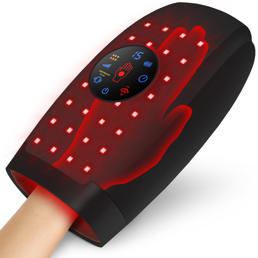 Lunix LX37 Hand Massager, Touchscreen Red Light Therapy for Hands, Charcoal Black