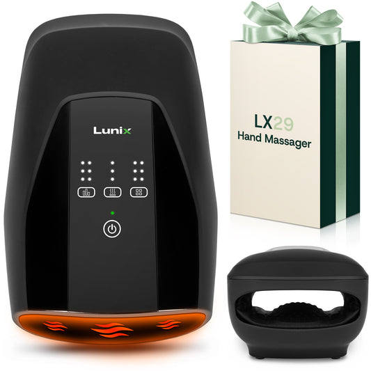 LX29 Hand Massager with Heat & Air Compression, Charcoal Black
