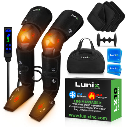 LX10 FULL LEG COMPRESSION MASSAGER WITH HOT/COLD PACK - BLACK - UPGRADED