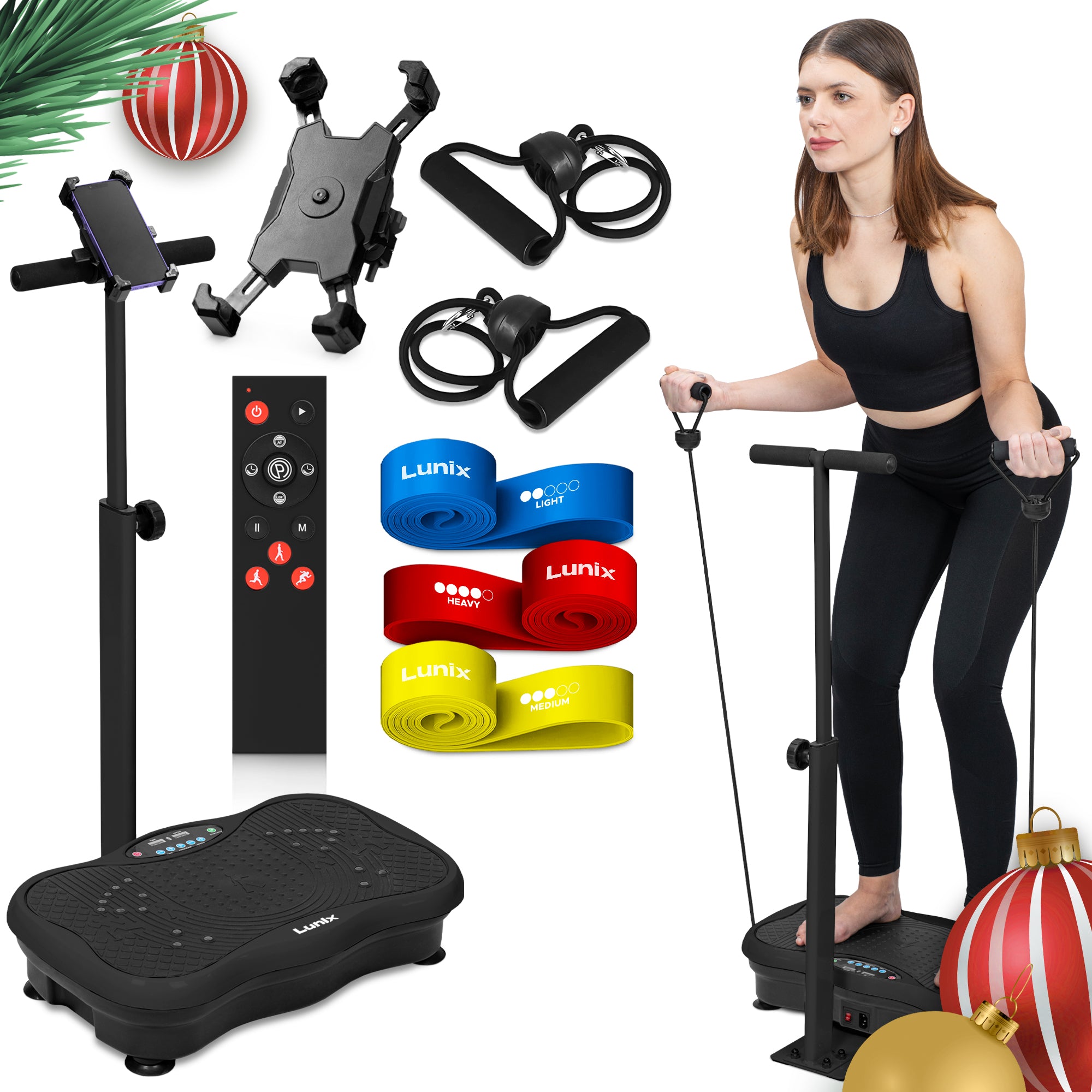 LX18 Vibration Plate With Handlebar Black – Lunix