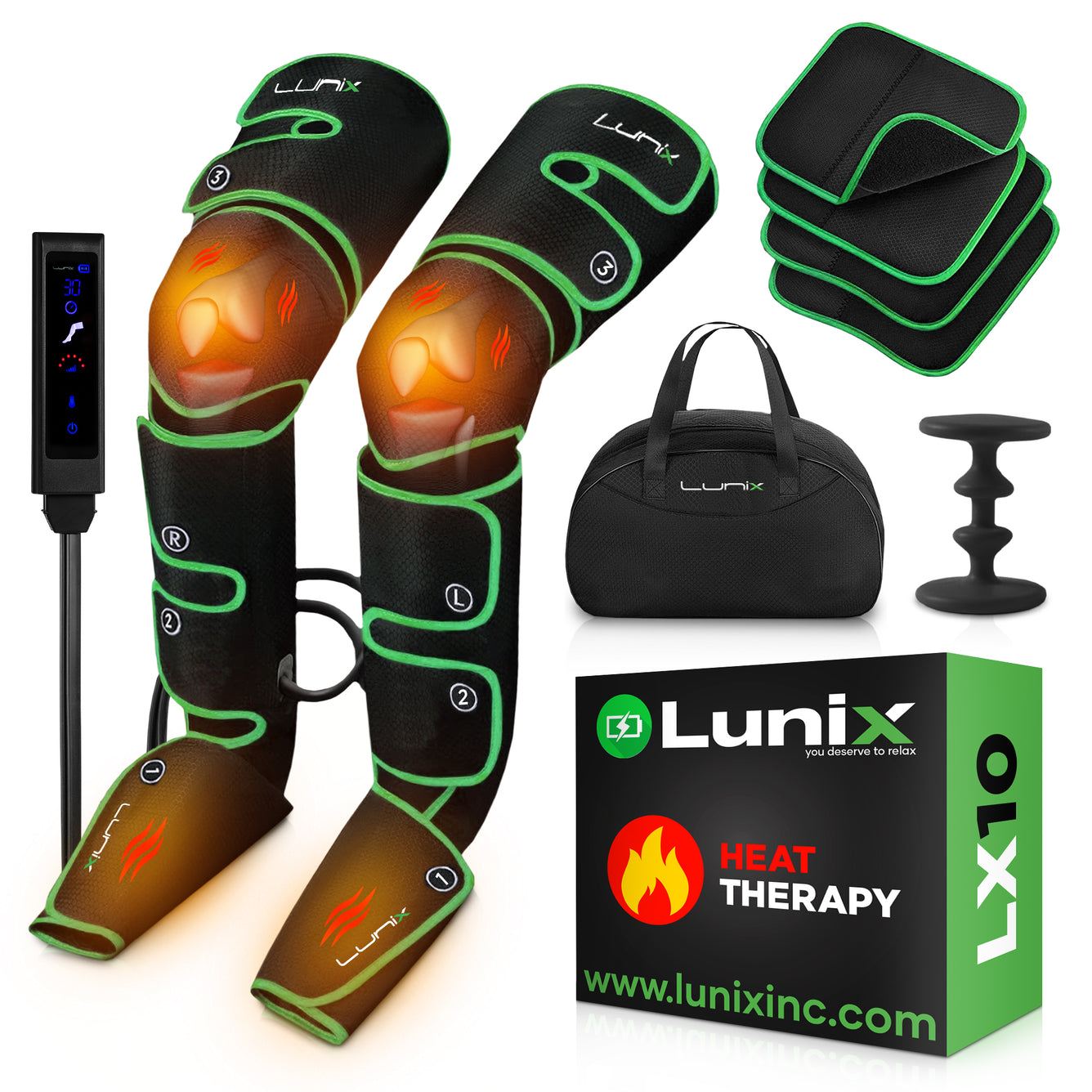LUNIX LX10 FULL LEG COMPRESSION MASSAGER GREEN