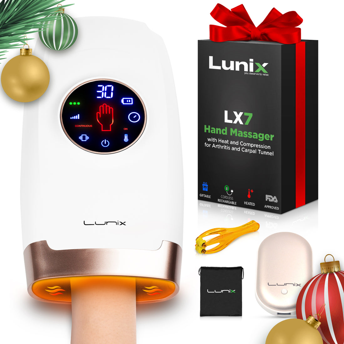 LX7 Touchscreen Hand Massager White
