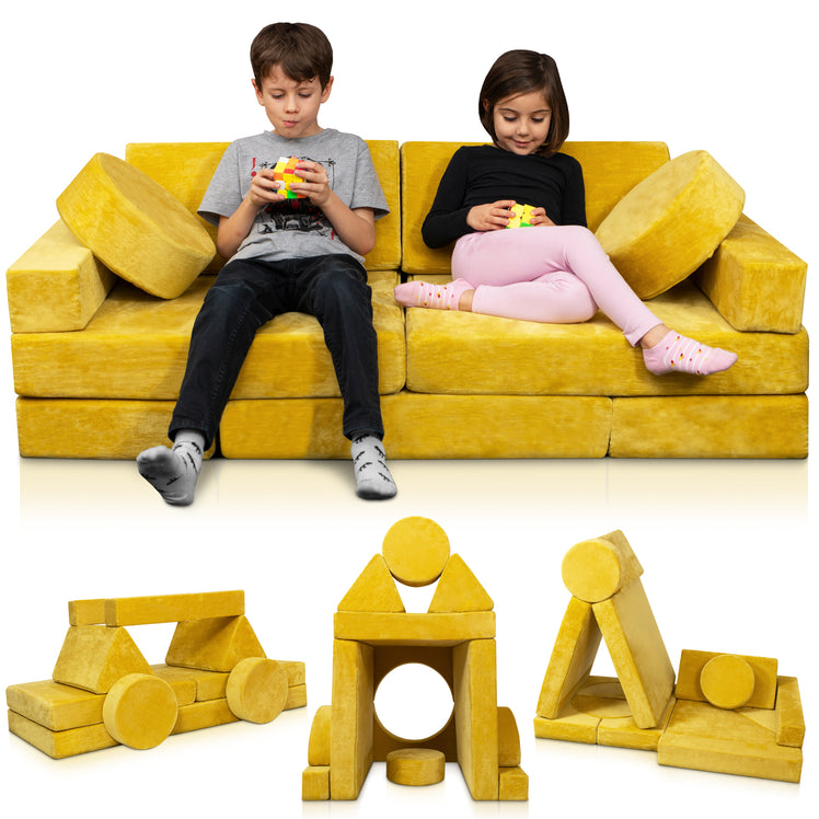 LX15 14pcs Modular Play Couch - Mustard Yellow