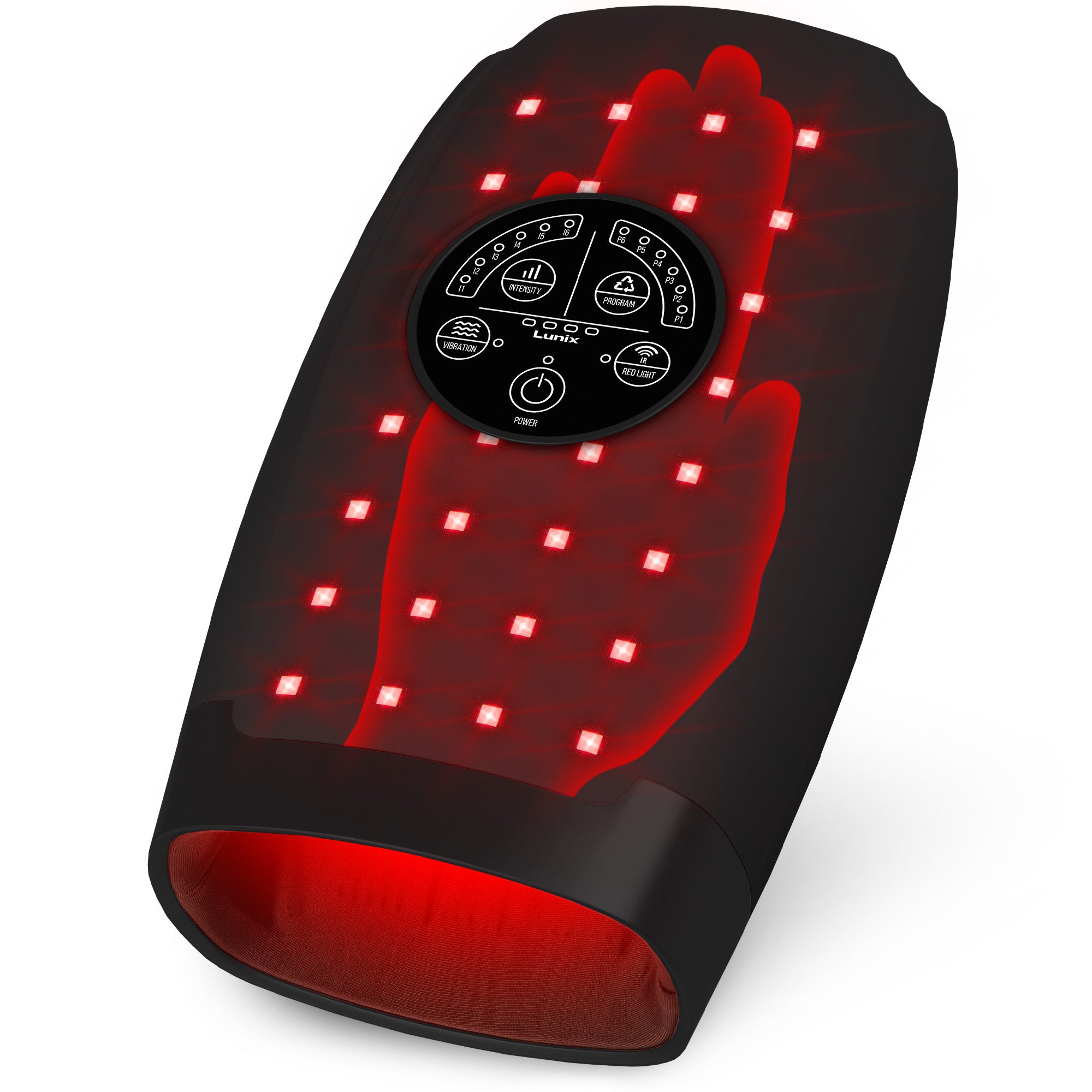 Lunix LX33 Hand Massager with Red Light Therapy, Carpal Tunnel &amp; Wrist Pain Relief Device, Charcoal Black