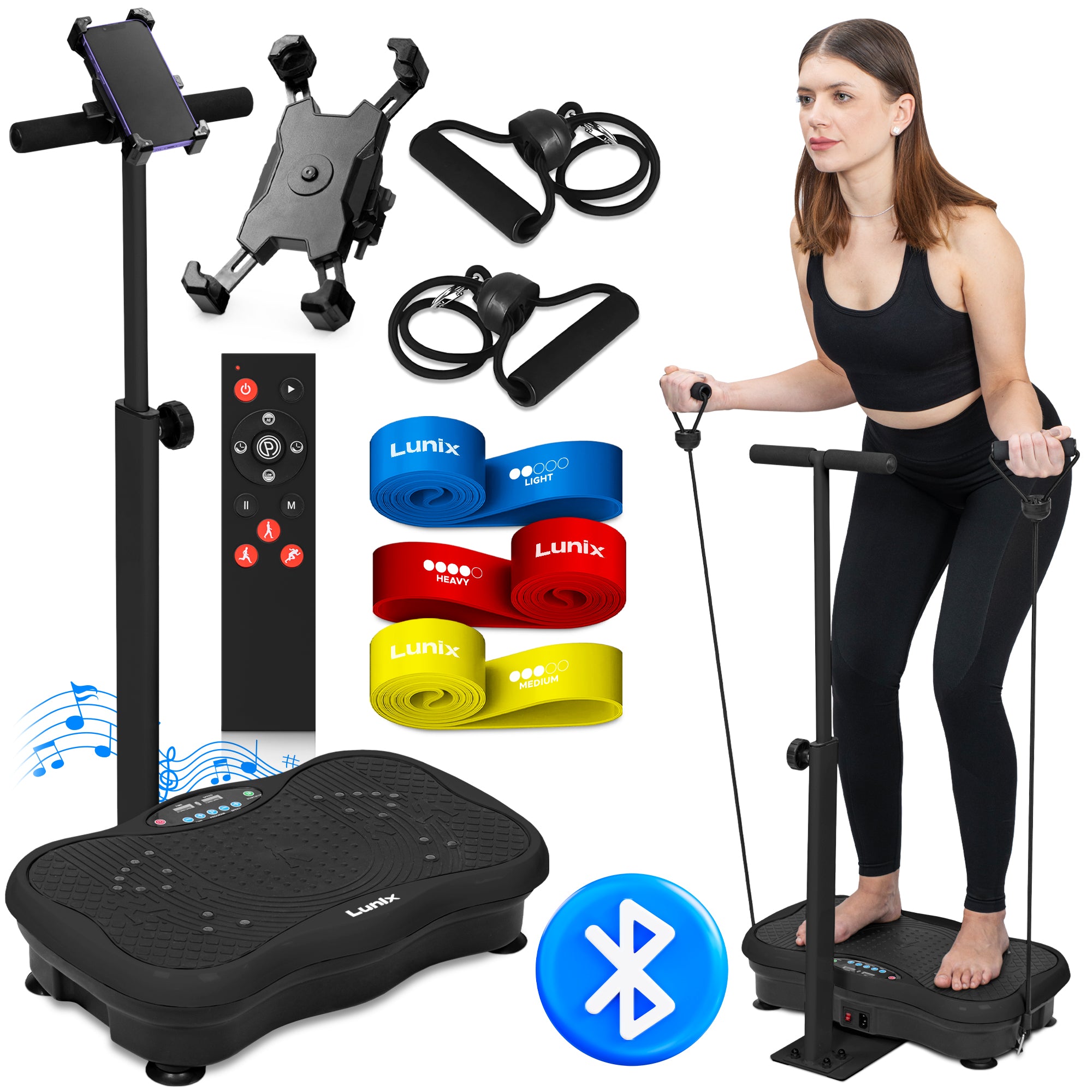 LX18 Vibration Plate With Handlebar Black