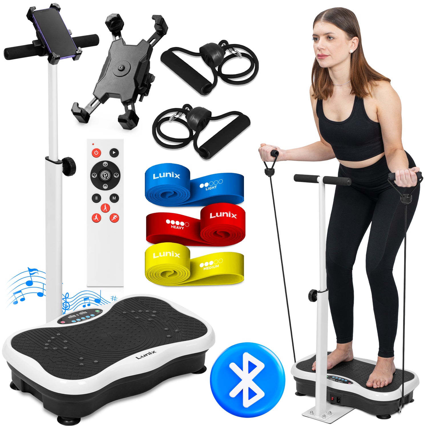 LX18 Vibration Plate With Handlebar White