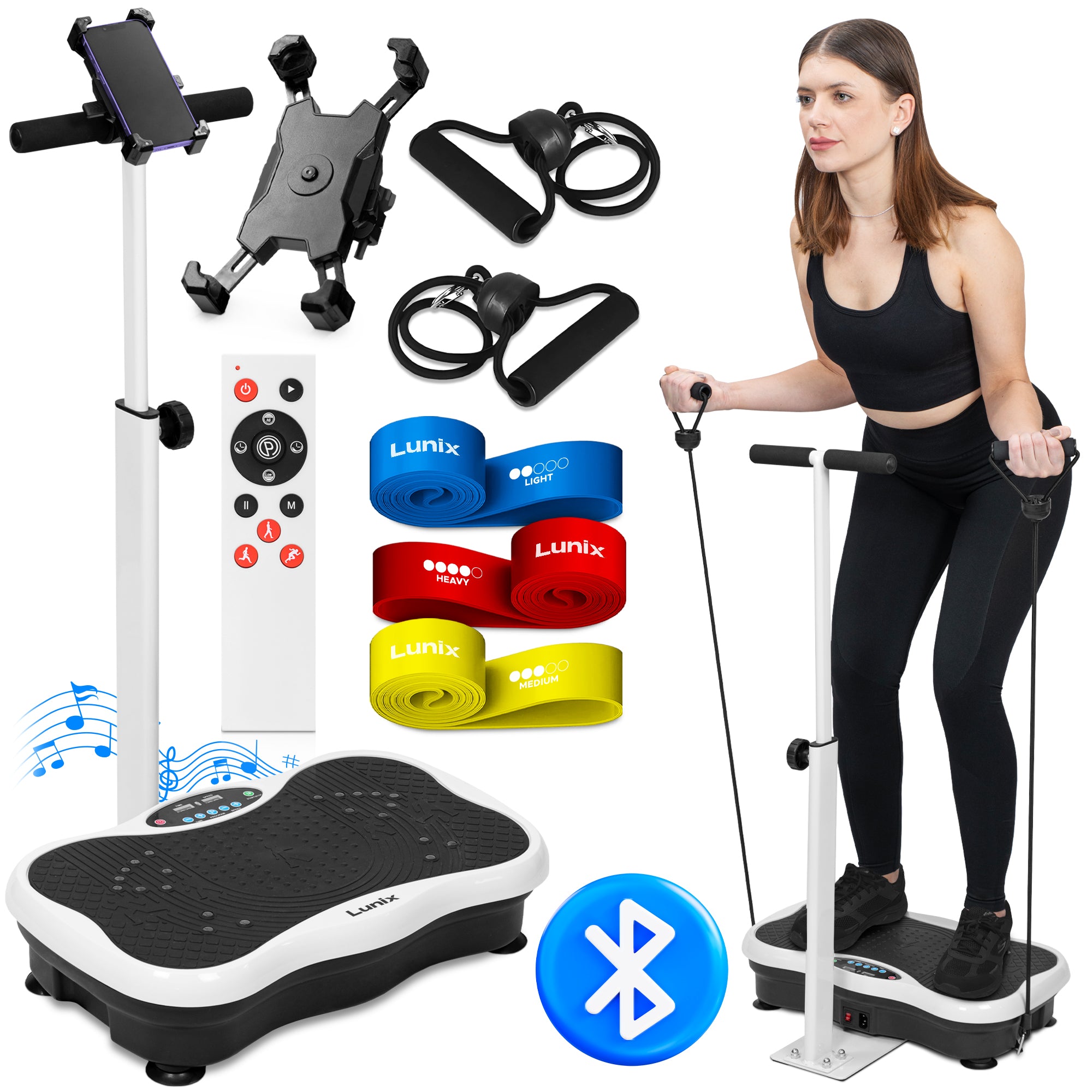 LX18 Vibration Plate With Handlebar White